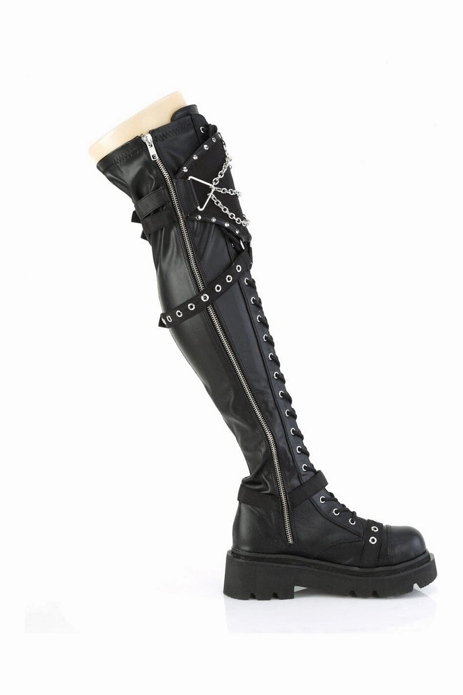 RENEGADE-320 Black Vegan Leather Knee Boot