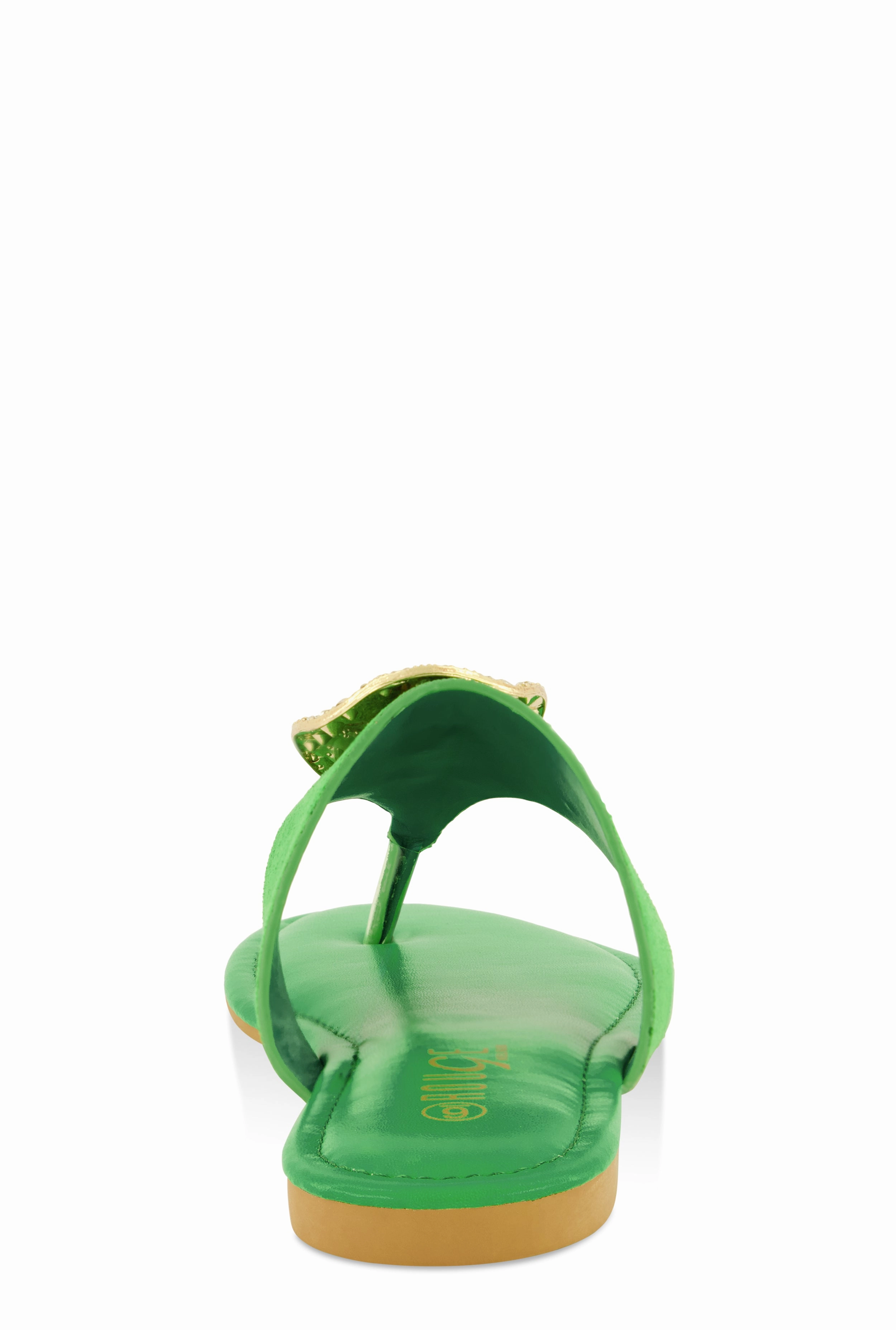 Rhinestone Metallic Pendant Thong Slide Sandals