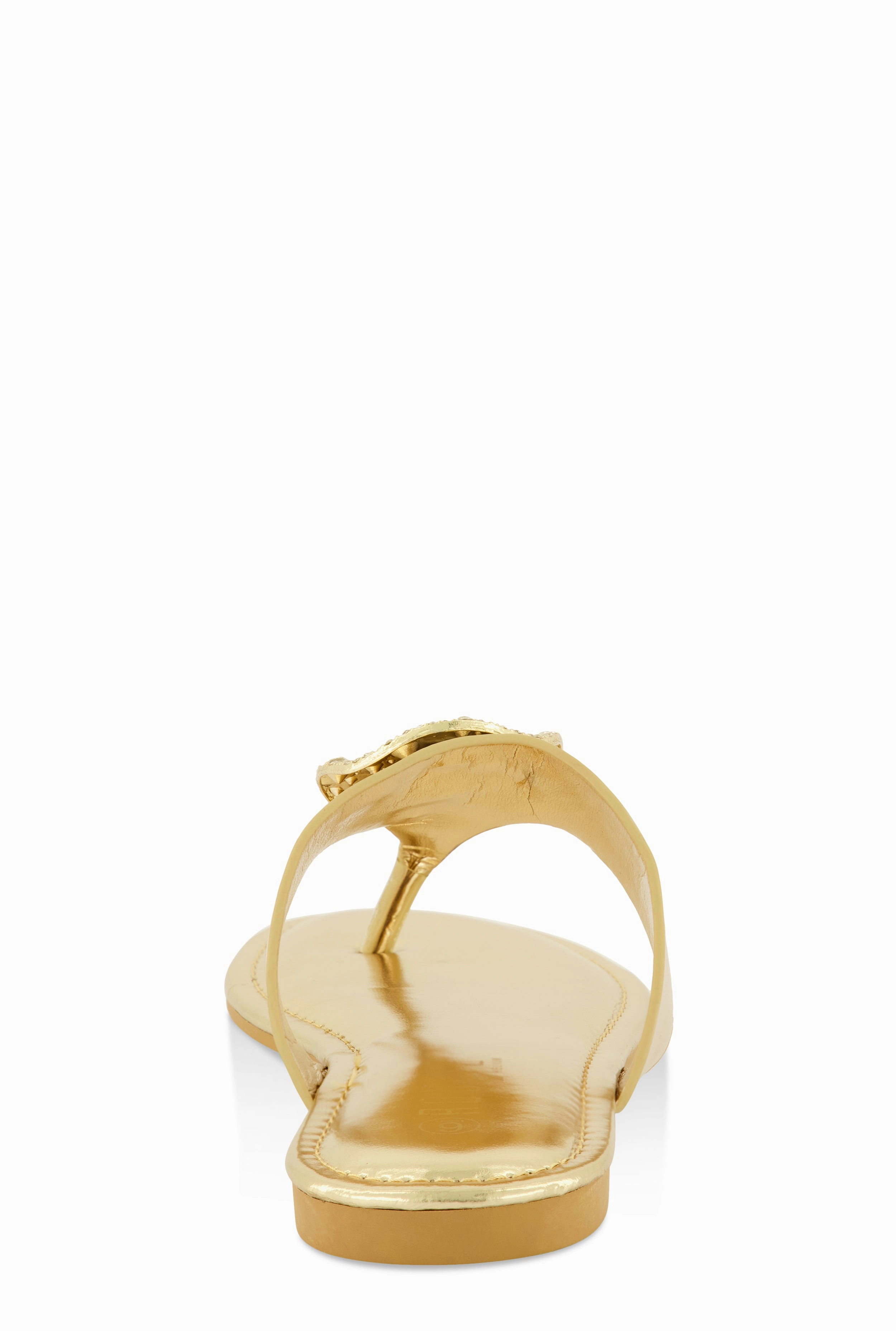 Rhinestone Metallic Pendant Thong Slide Sandals