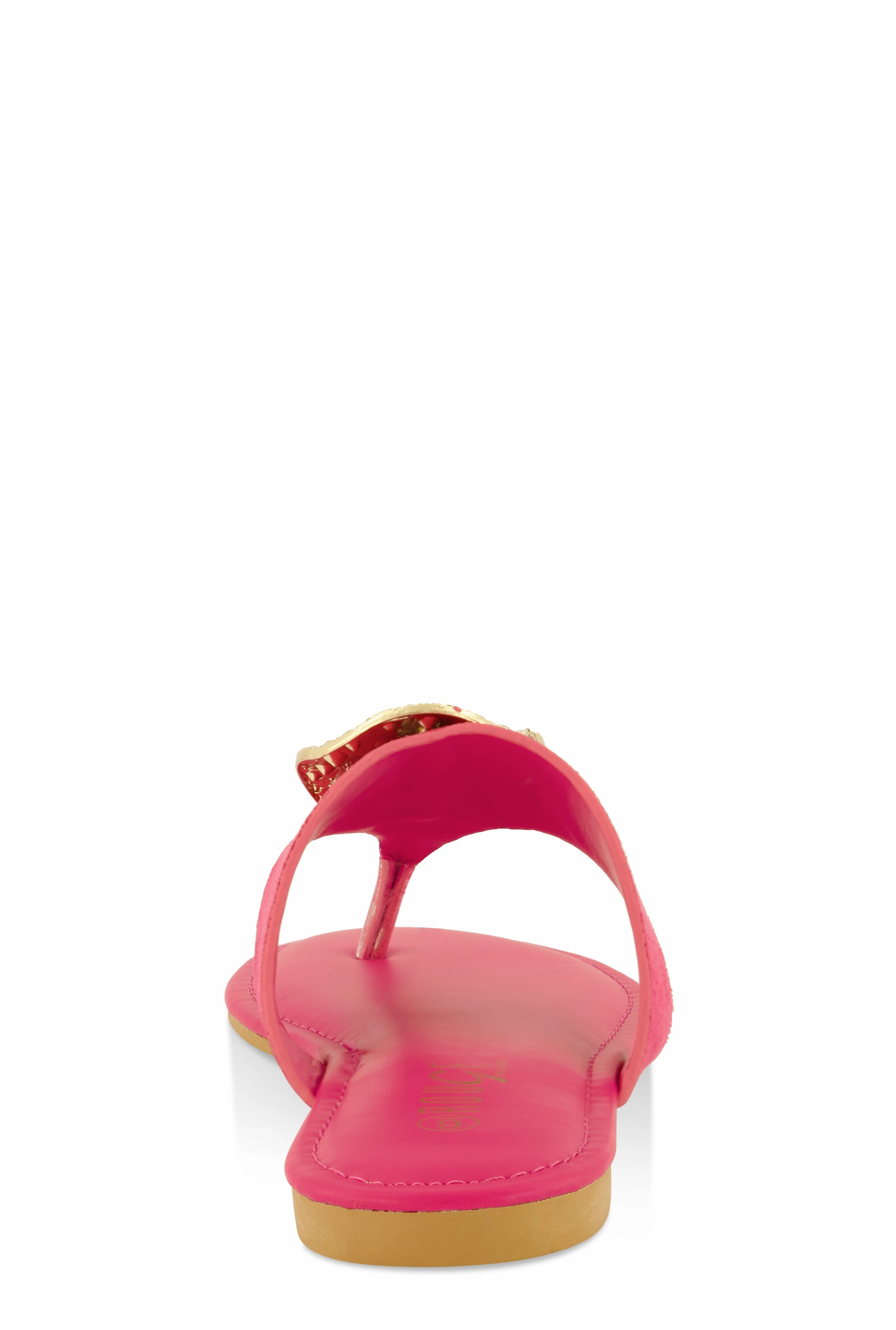 Rhinestone Metallic Pendant Thong Slide Sandals