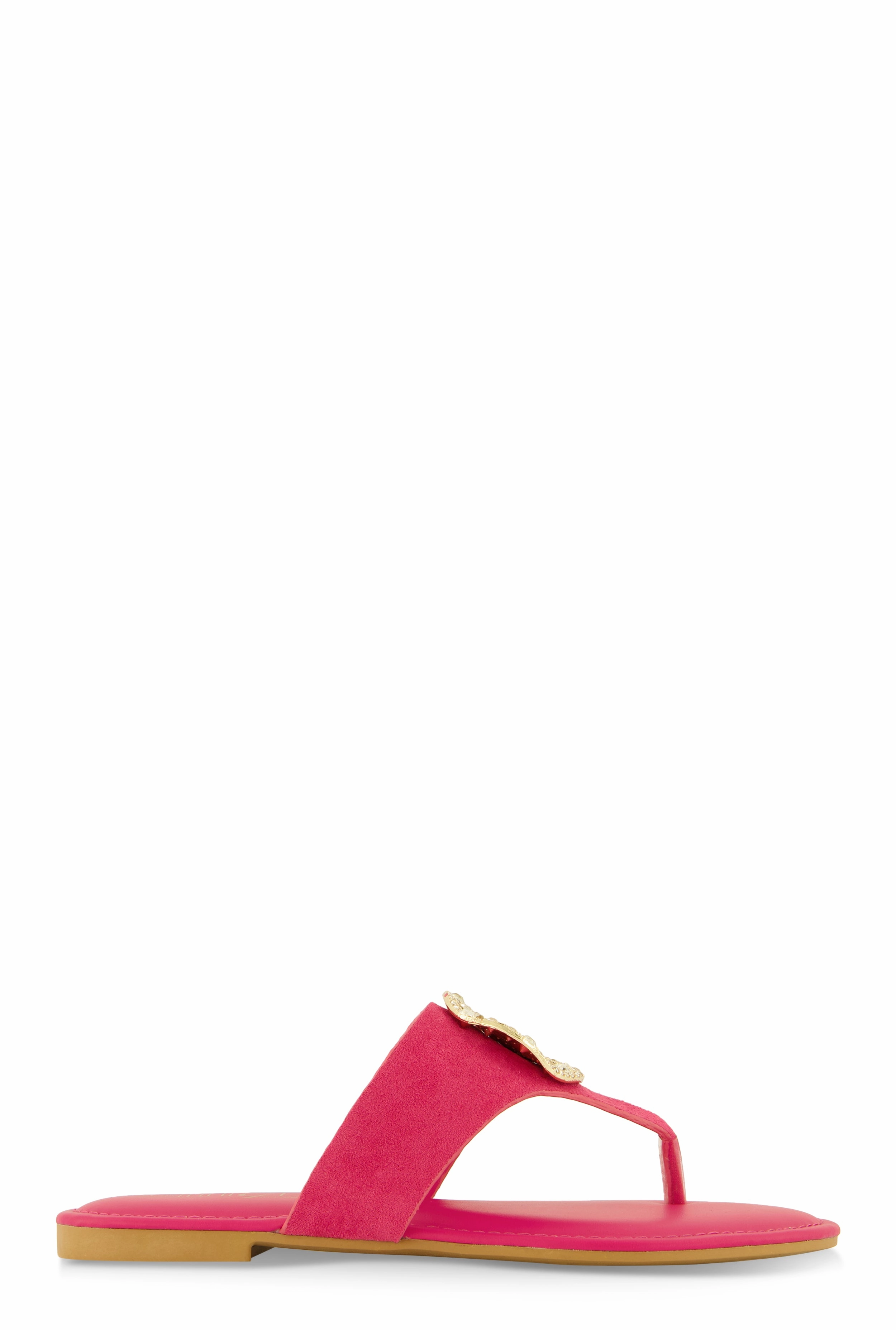 Rhinestone Metallic Pendant Thong Slide Sandals
