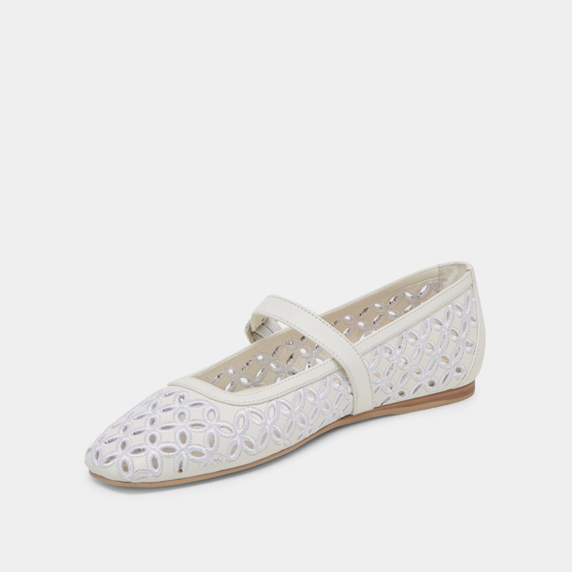 RODNI EYELET PERF BALLET FLATS TRUE WHITE LEATHER