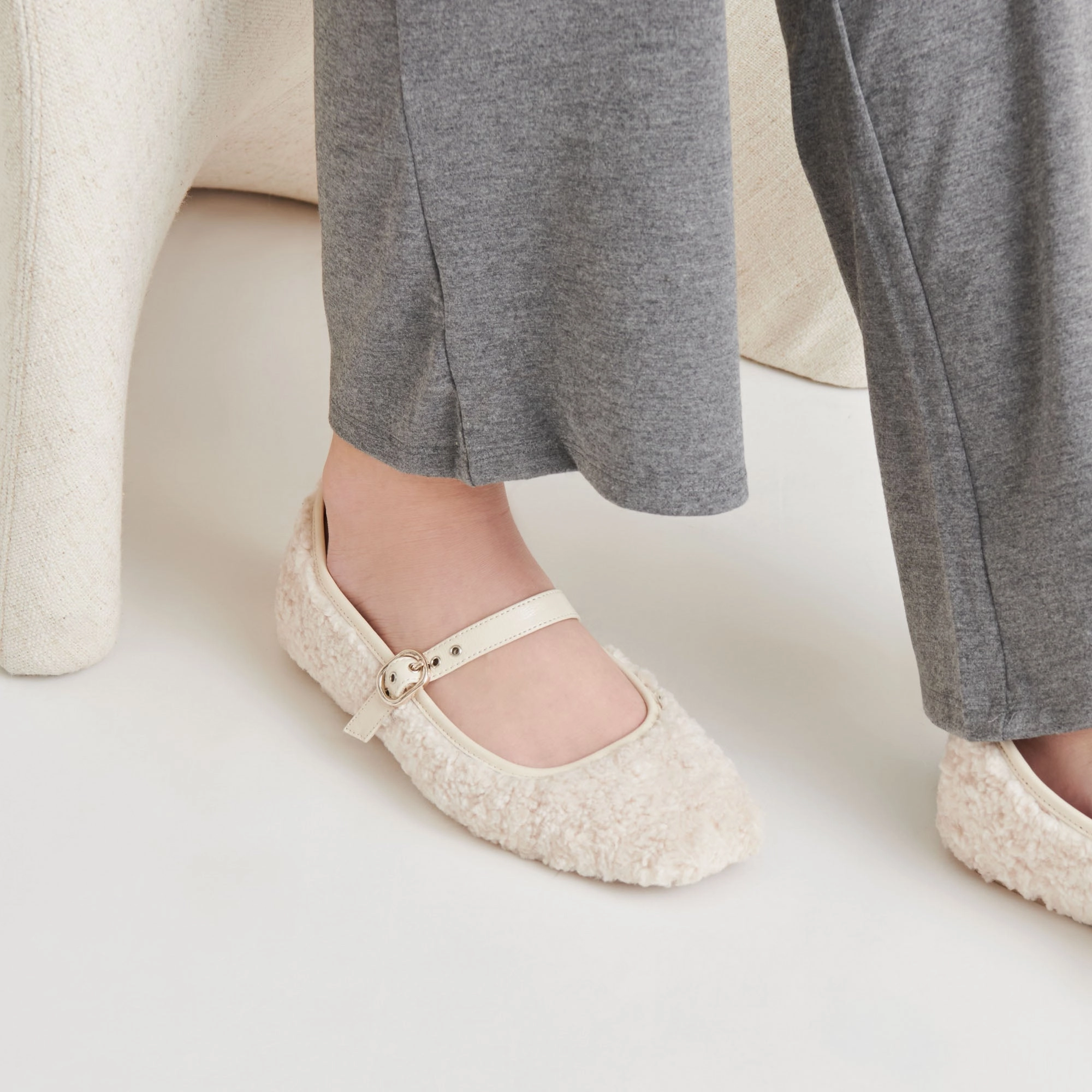 RODNI PLUSH BALLET FLATS CREME PLUSH