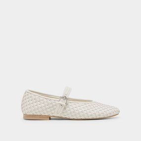 ROSLYN WOVEN BALLET FLATS TRUE WHITE WOVEN LEATHER