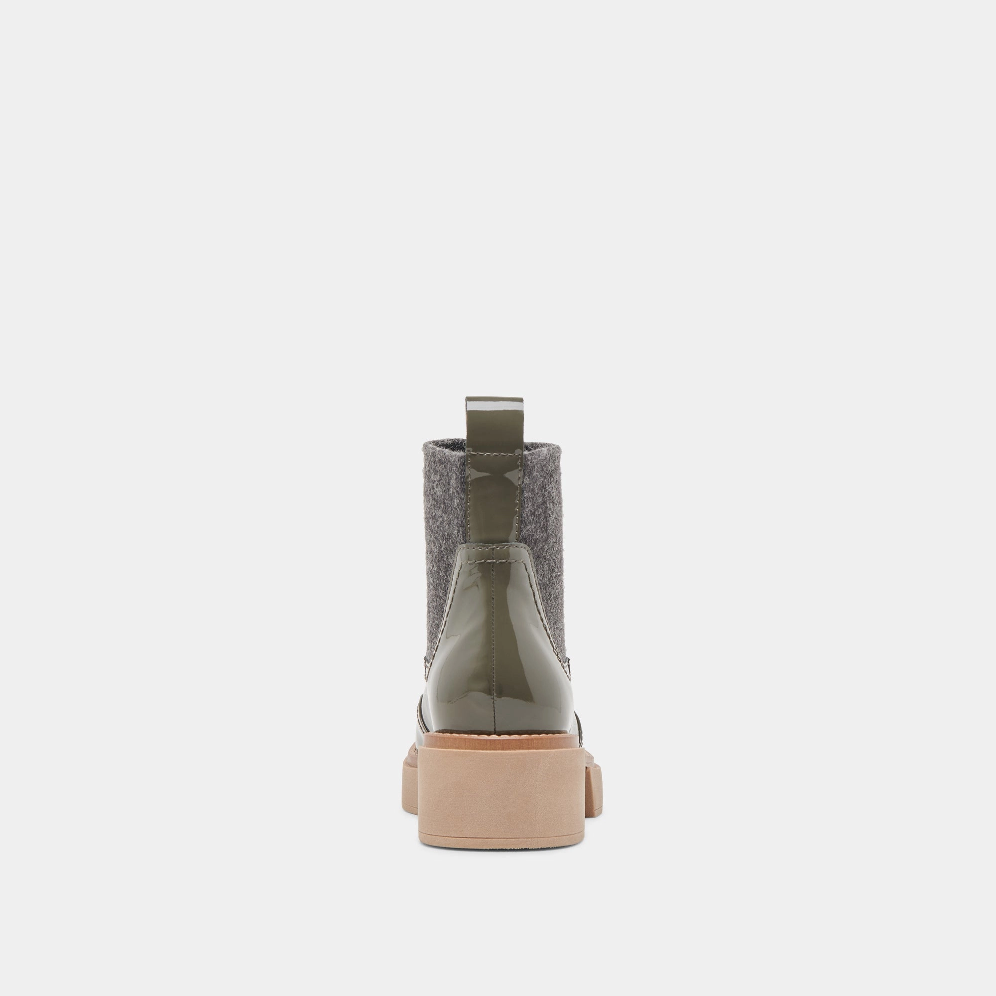 SALINE H2O BOOTIES DARK OLIVE CRINKLE PATENT