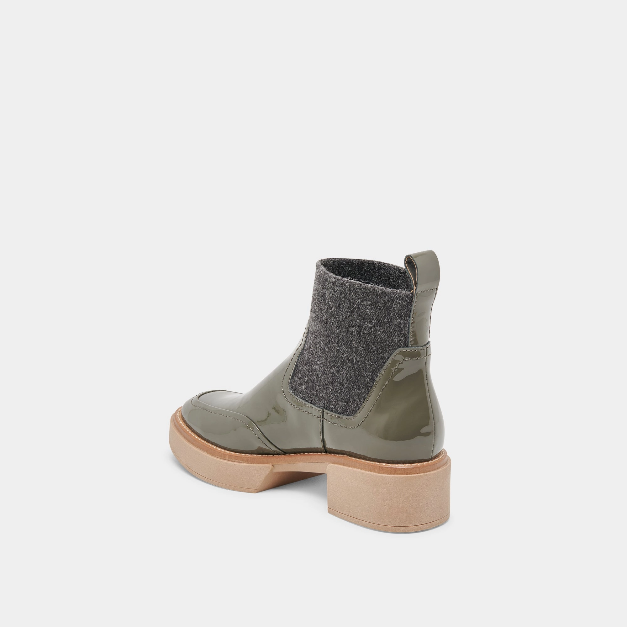 SALINE H2O BOOTIES DARK OLIVE CRINKLE PATENT