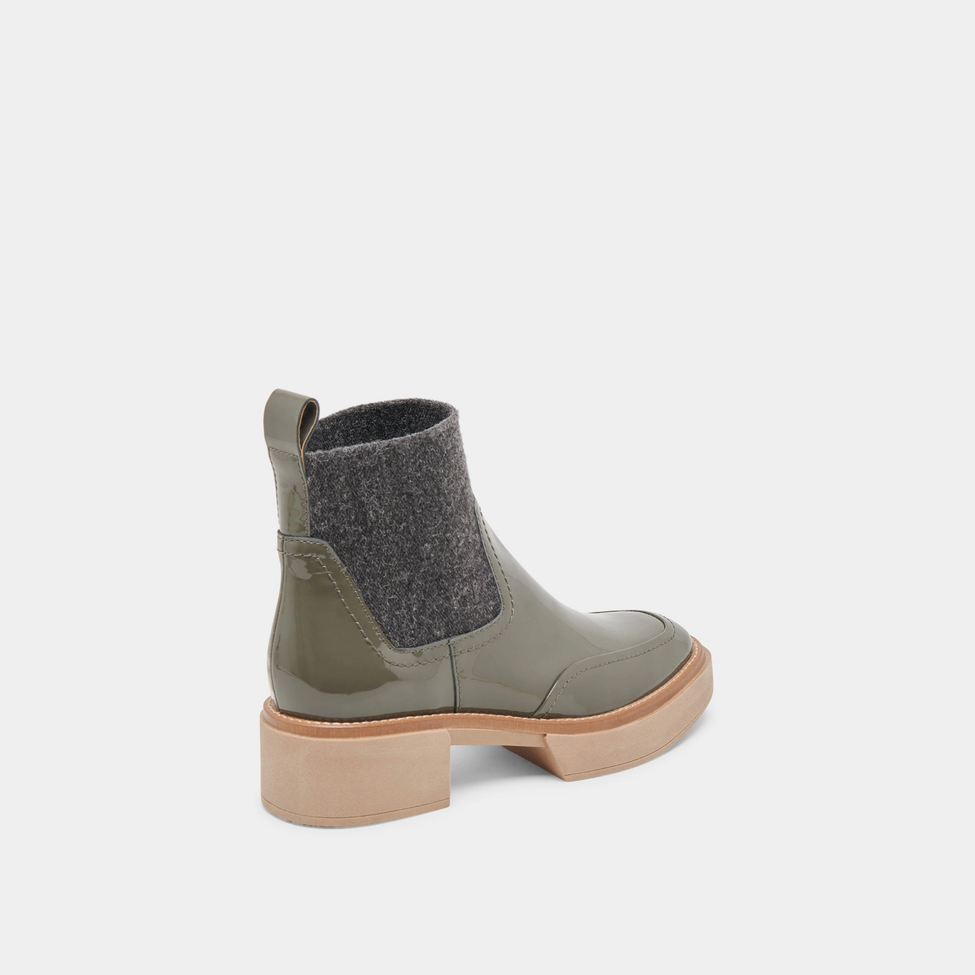 SALINE H2O BOOTIES DARK OLIVE CRINKLE PATENT