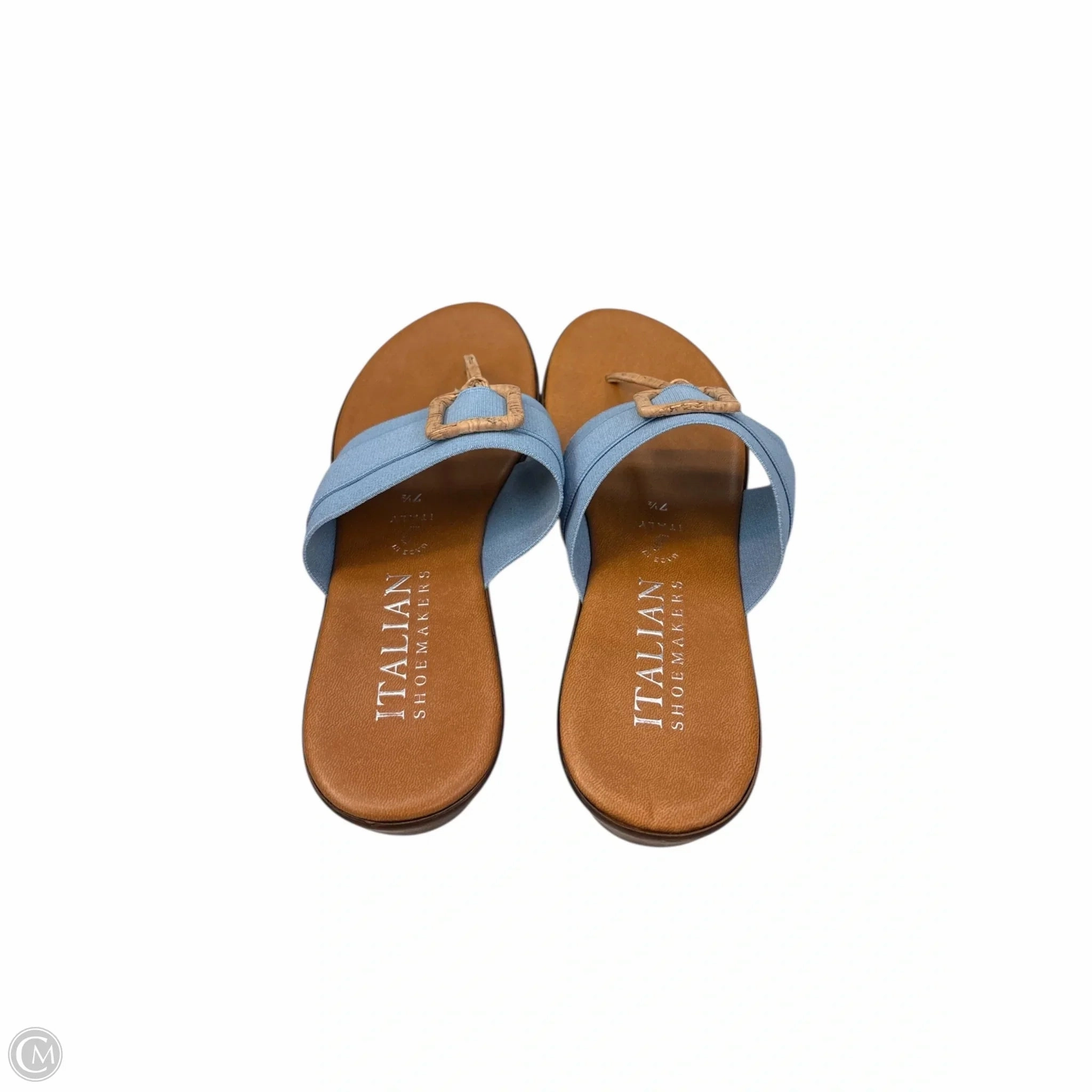 Sandals Flip Flops By Italian Shoemakers In Blue & Brown, Size: 7.5