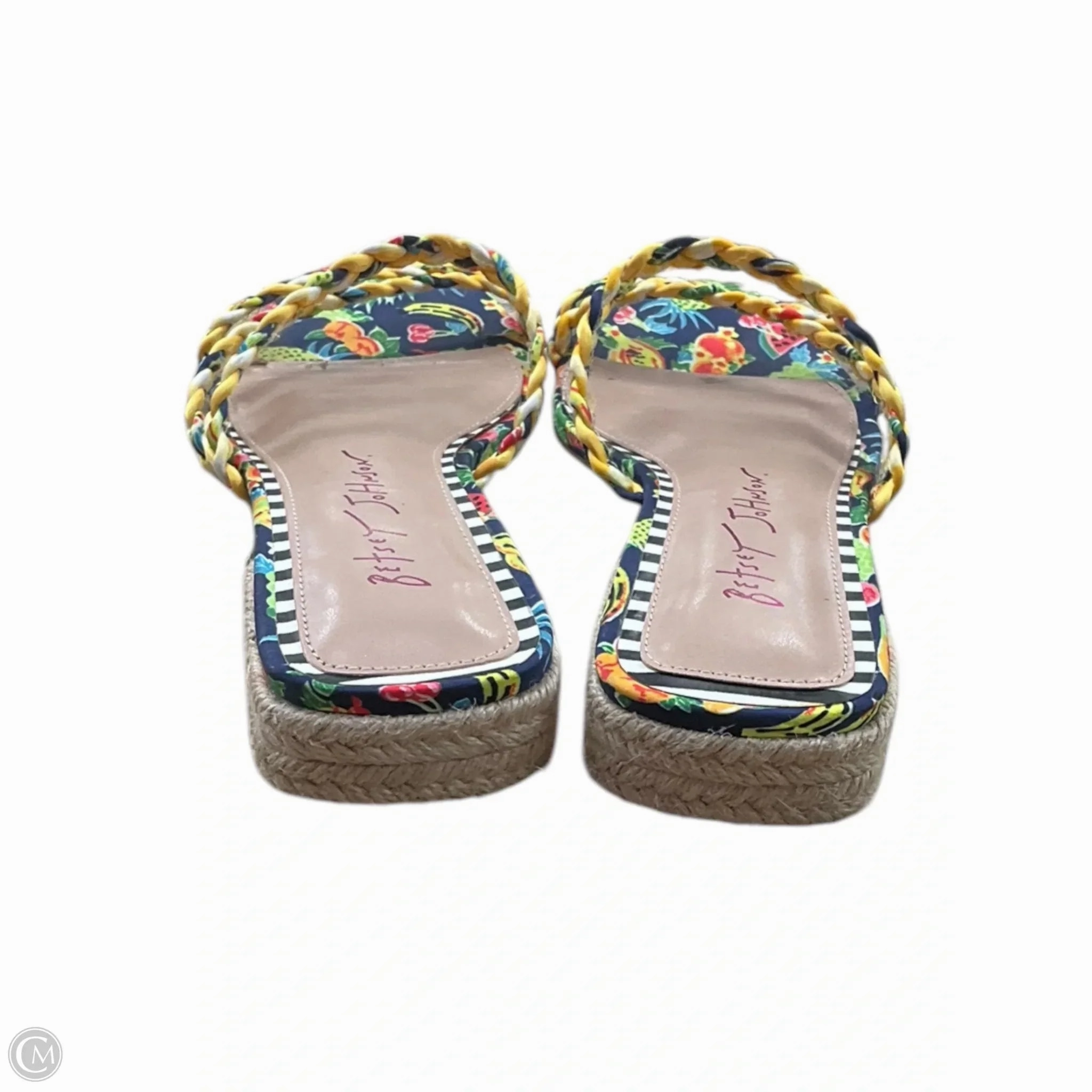 Sandals Heels Wedge By Betsey Johnson In Tropical Print, Size: 6.5