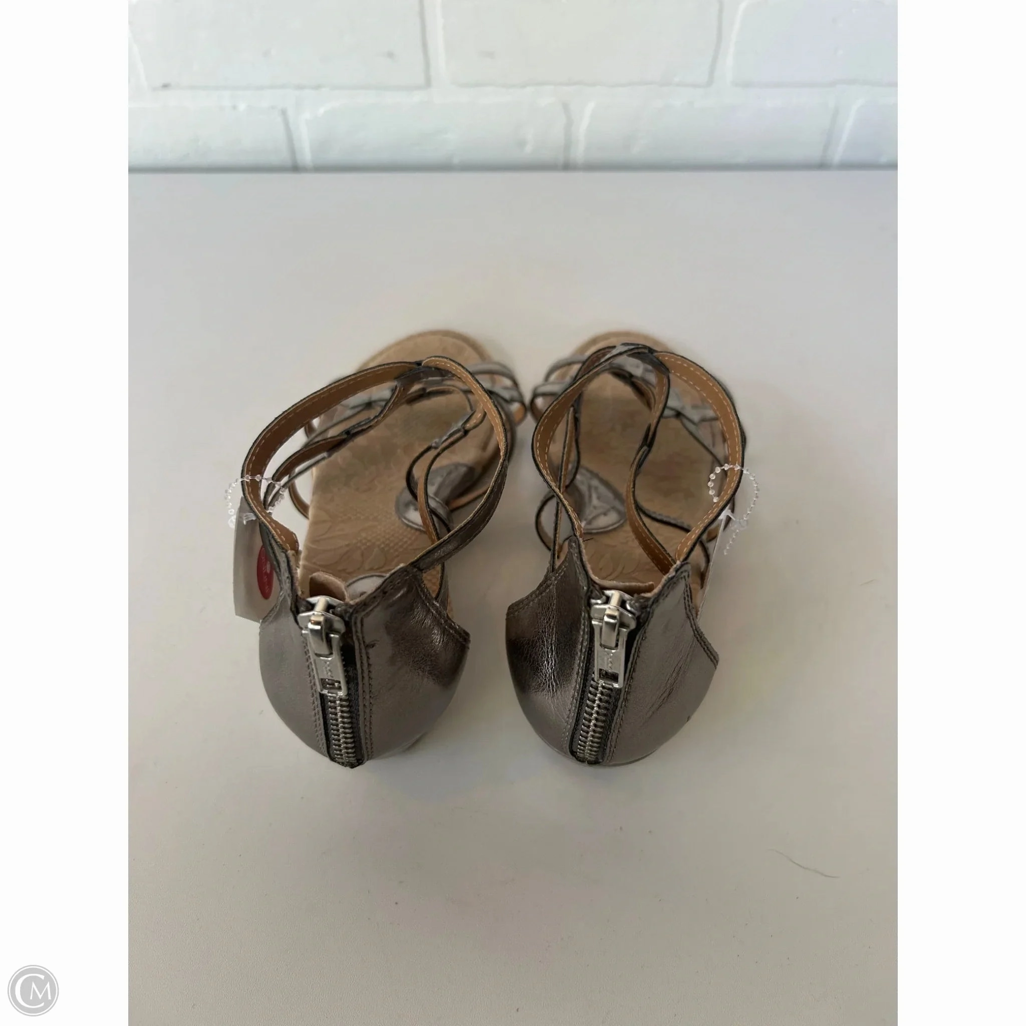 Sandals Heels Wedge By Boc In Silver, Size: 8