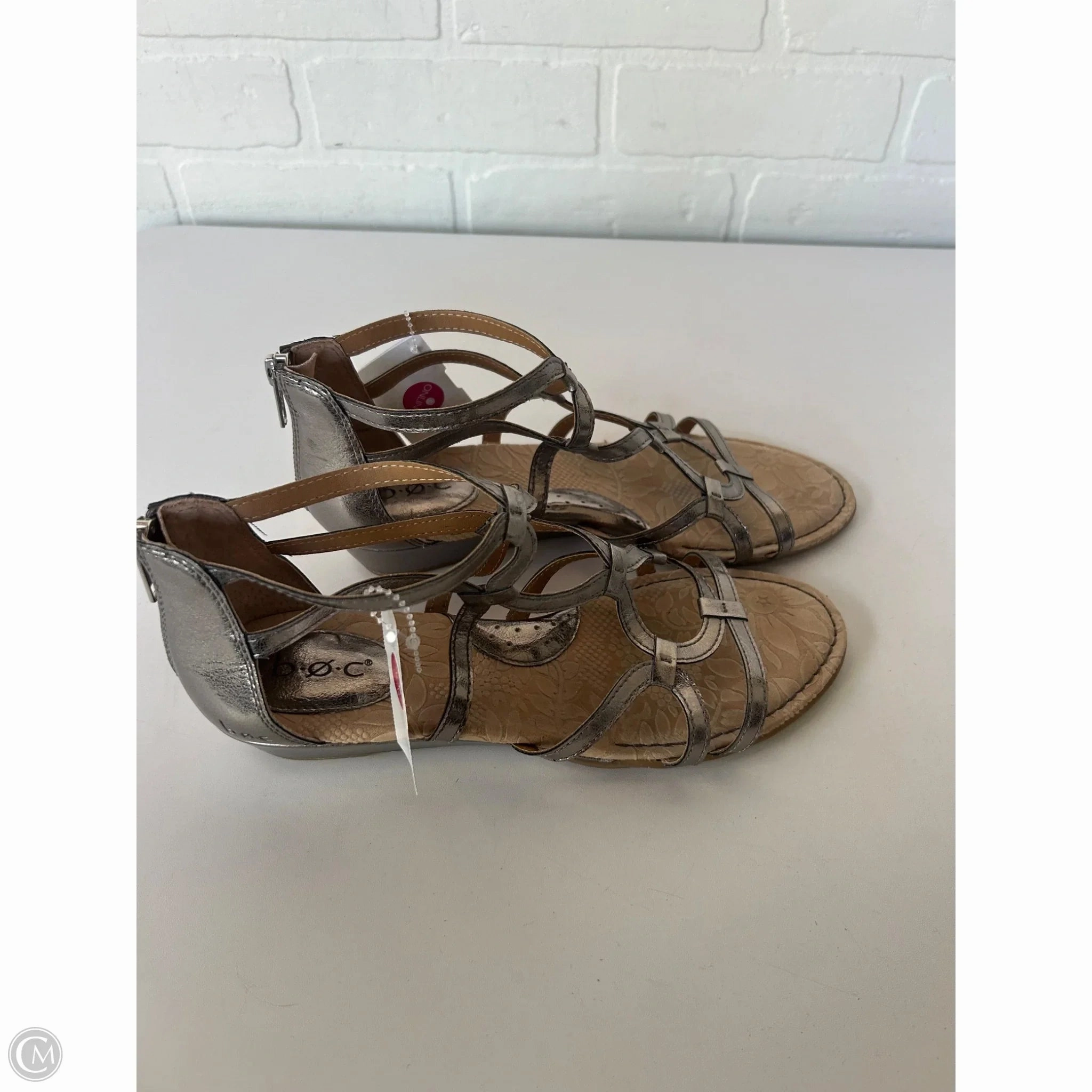 Sandals Heels Wedge By Boc In Silver, Size: 8