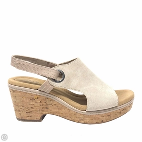 Sandals Heels Wedge By Clarks In Cream, Size: 10