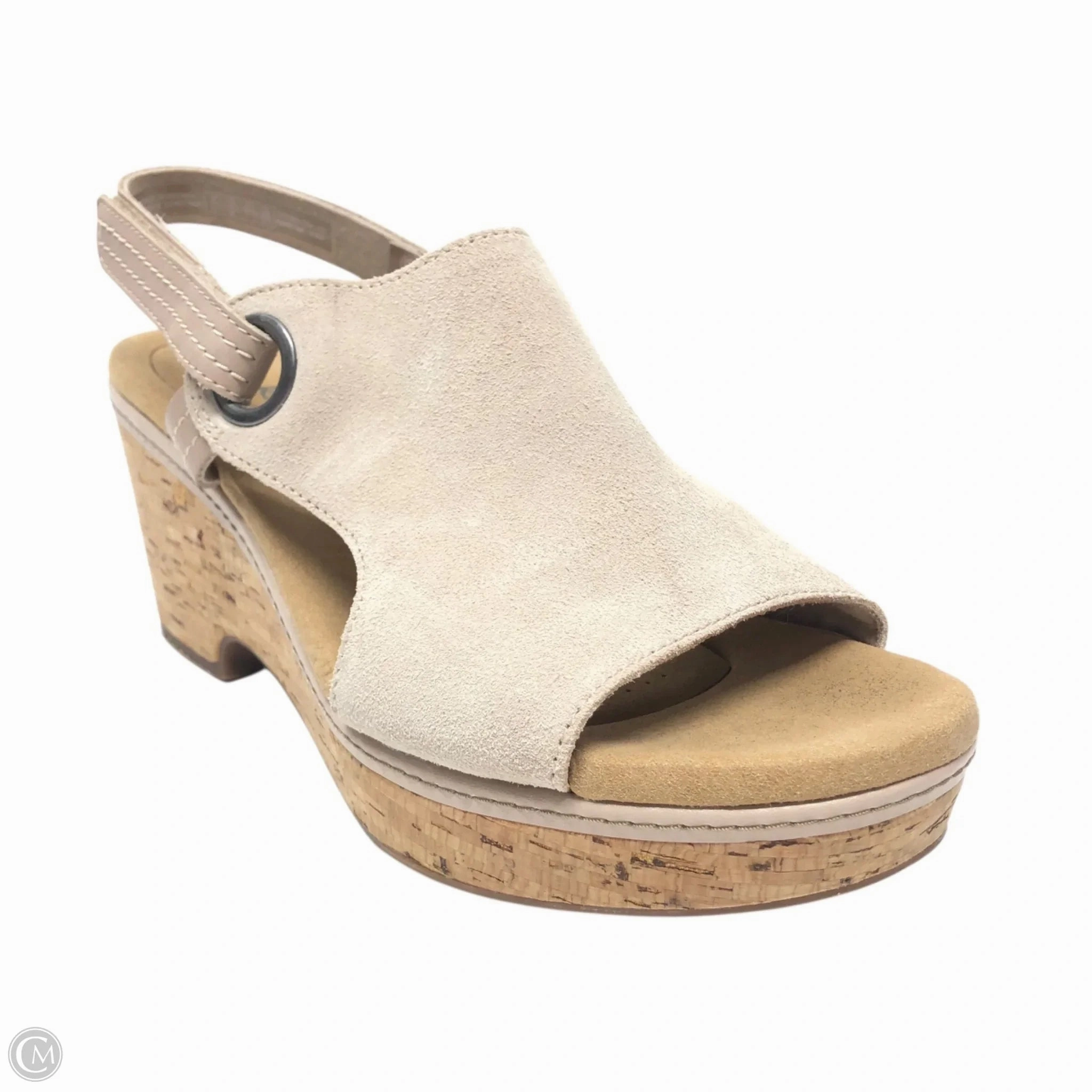 Sandals Heels Wedge By Clarks In Cream, Size: 10