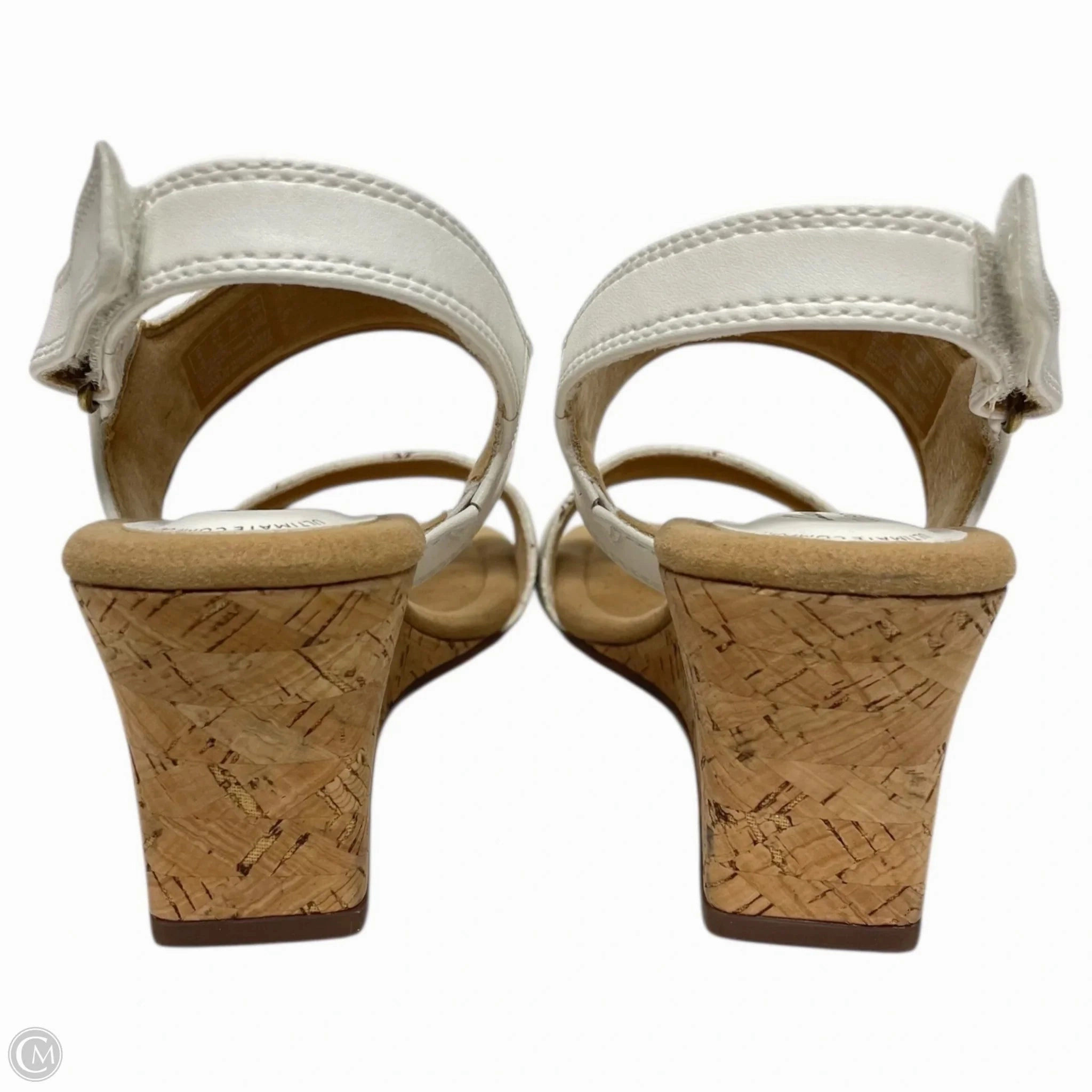 Sandals Heels Wedge By Clarks In Tan & White, Size: 8.5