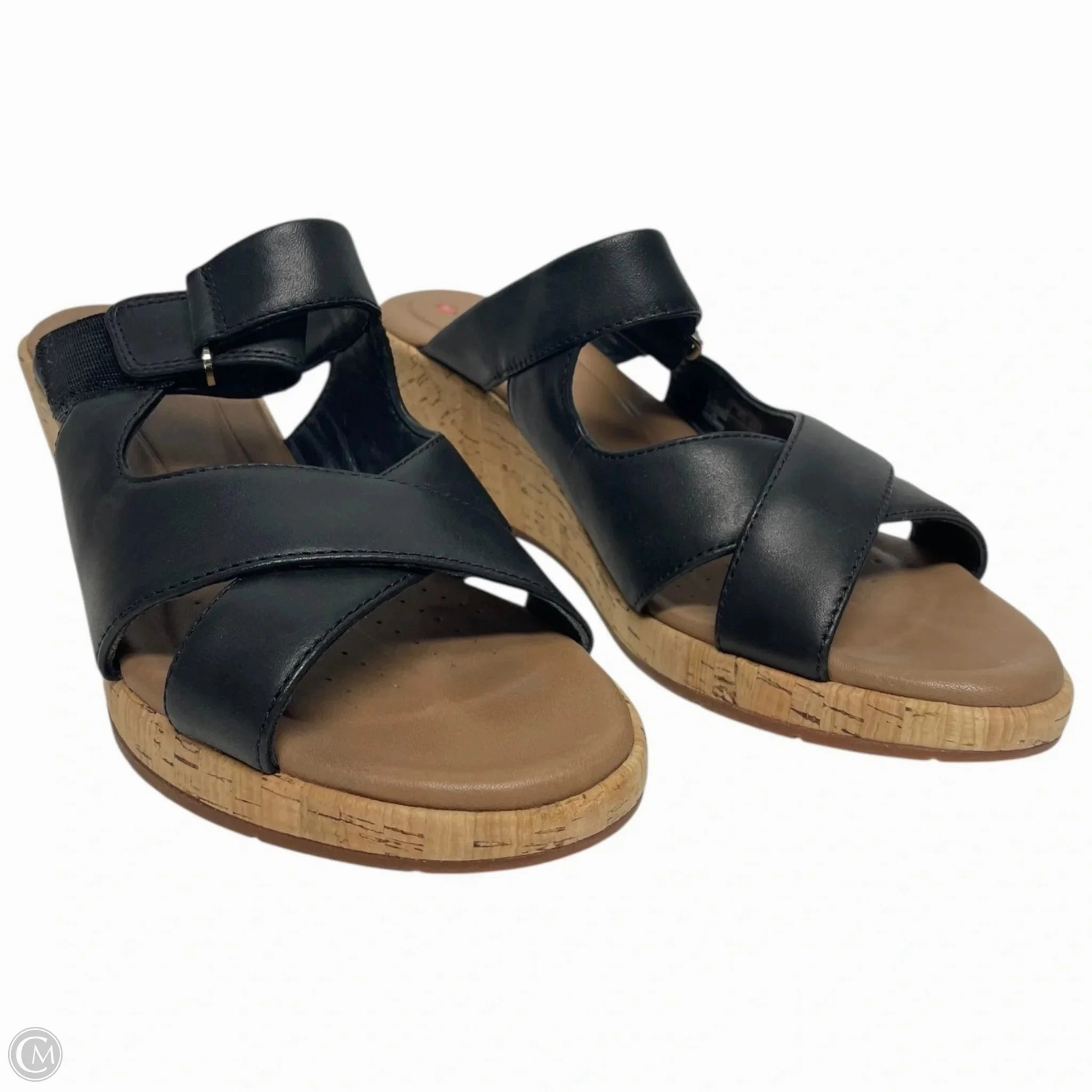 Sandals Heels Wedge By Clothes Mentor In Black, Size: 10