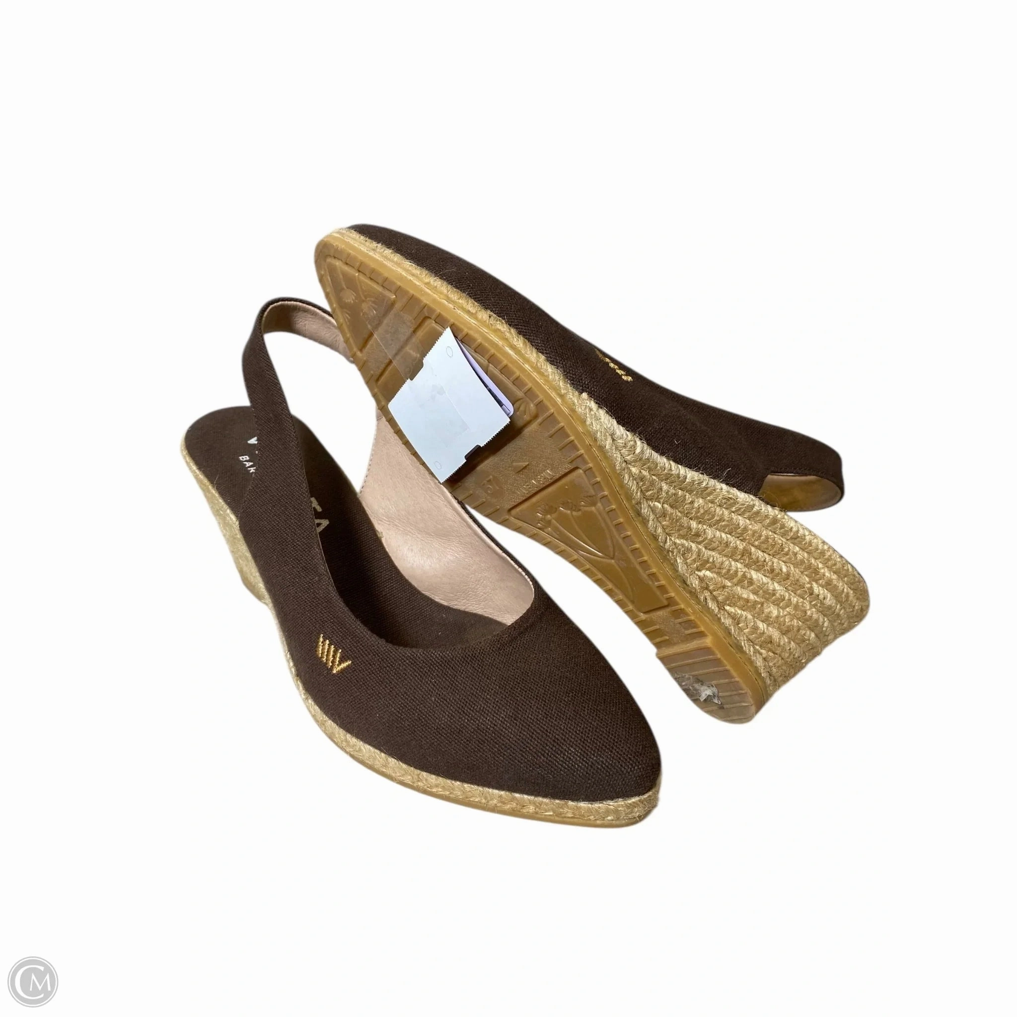 Sandals Heels Wedge By Clothes Mentor In Brown, Size: 6.5