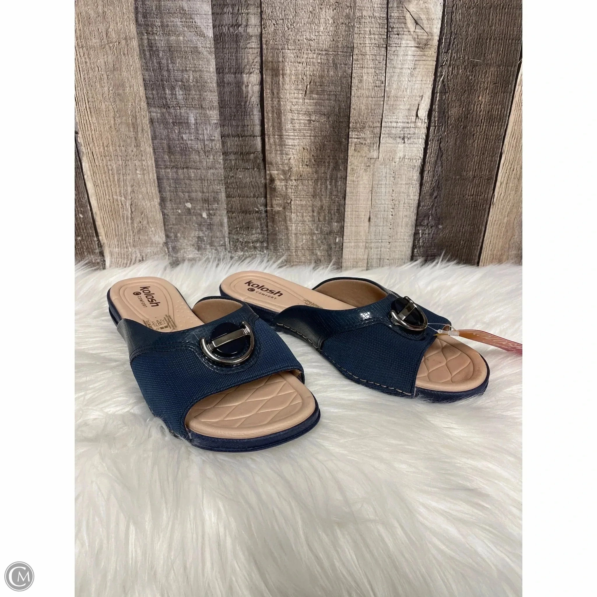 Sandals Heels Wedge By Cme In Navy, Size: 9
