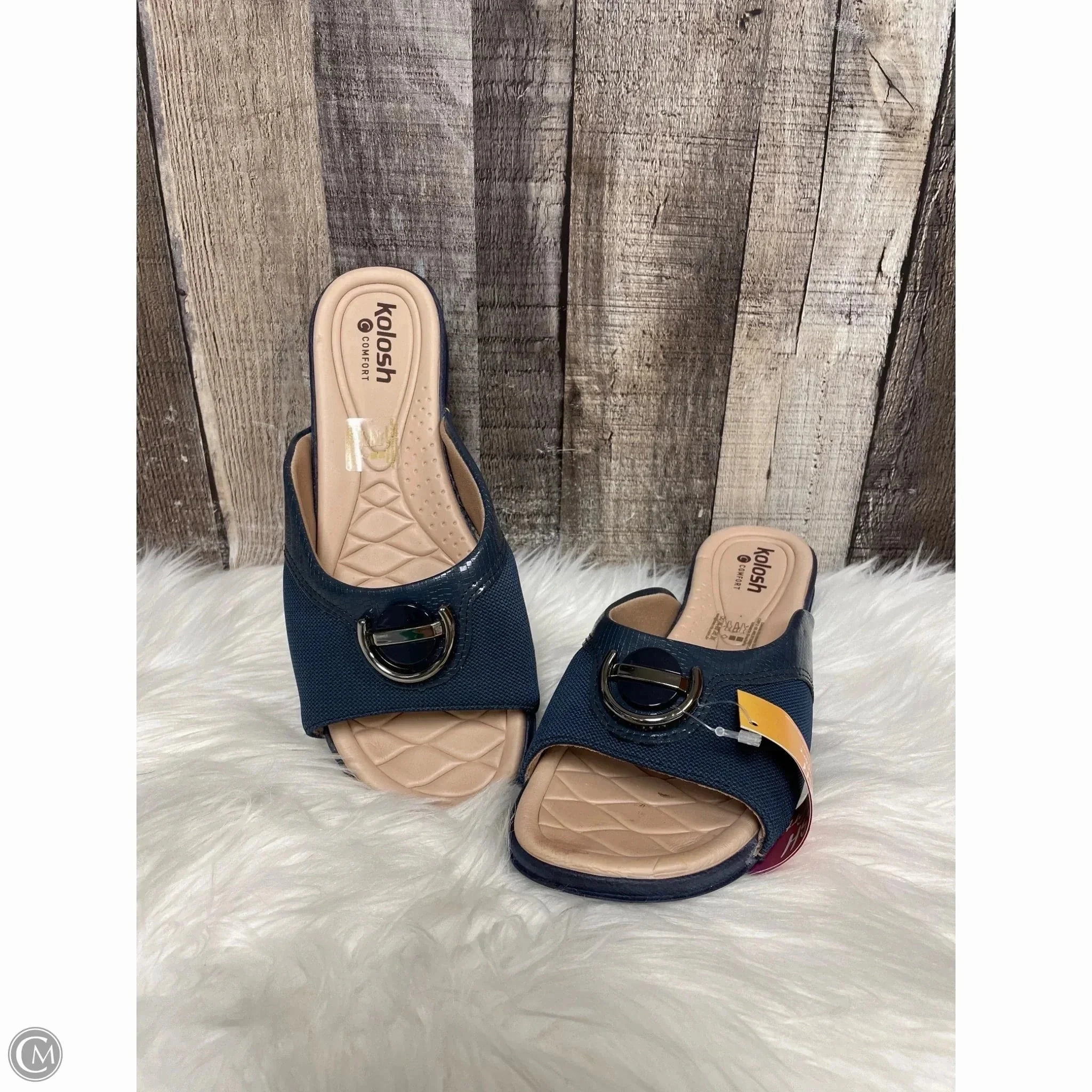 Sandals Heels Wedge By Cme In Navy, Size: 9