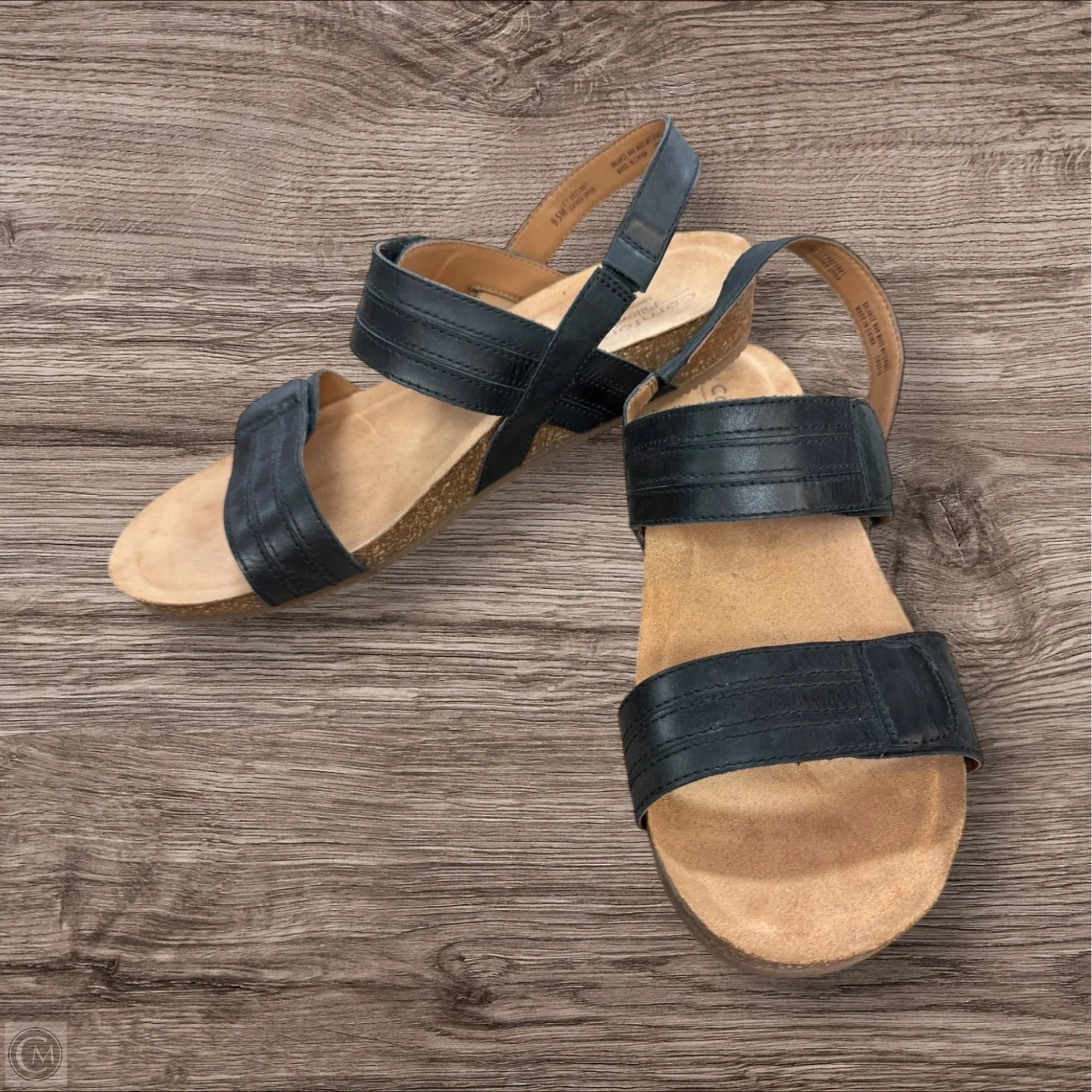 Sandals Heels Wedge By Comfortiva In Black, Size: 9.5