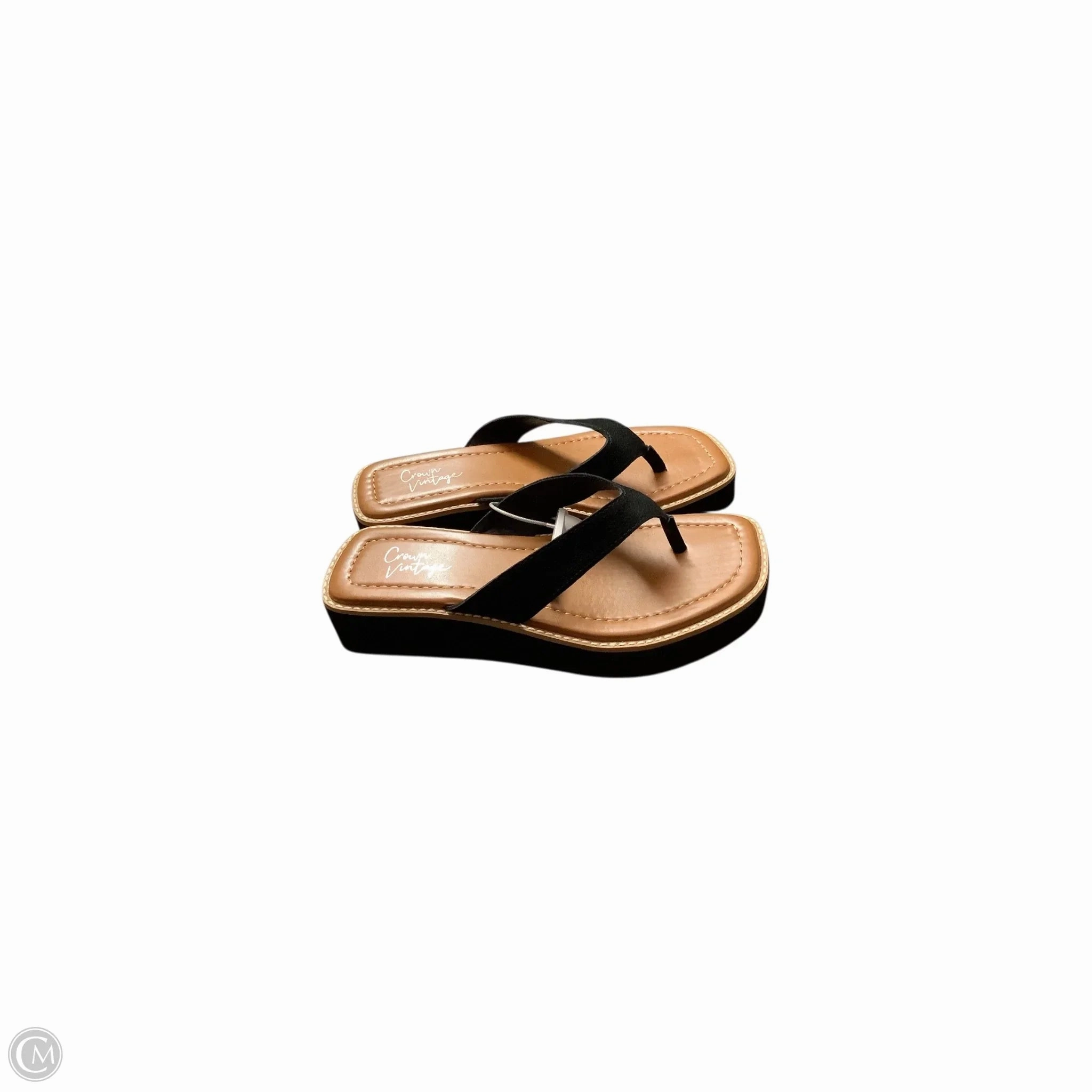 Sandals Heels Wedge By Crown Vintage In Black, Size: 8