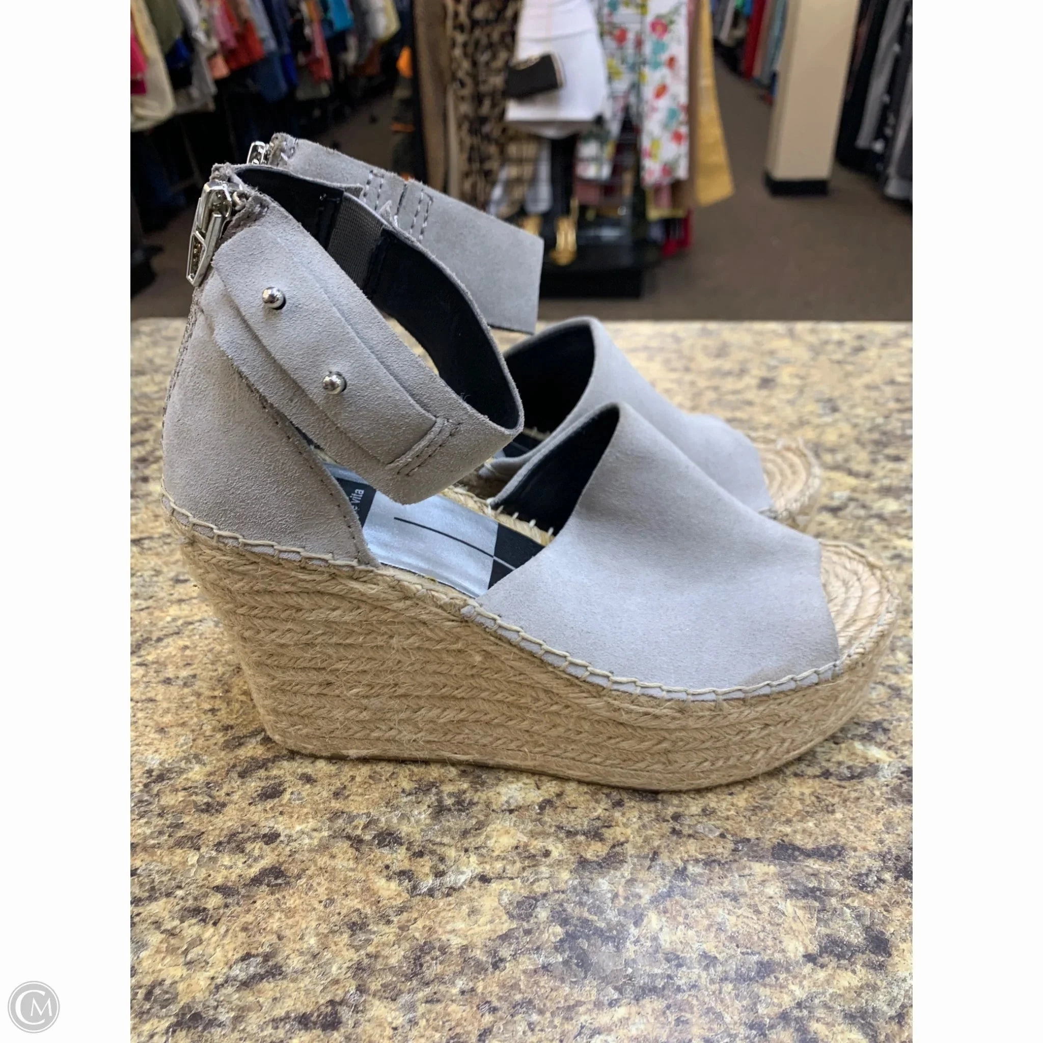 Sandals Heels Wedge By Dolce Vita In Grey & Tan, Size: 7.5