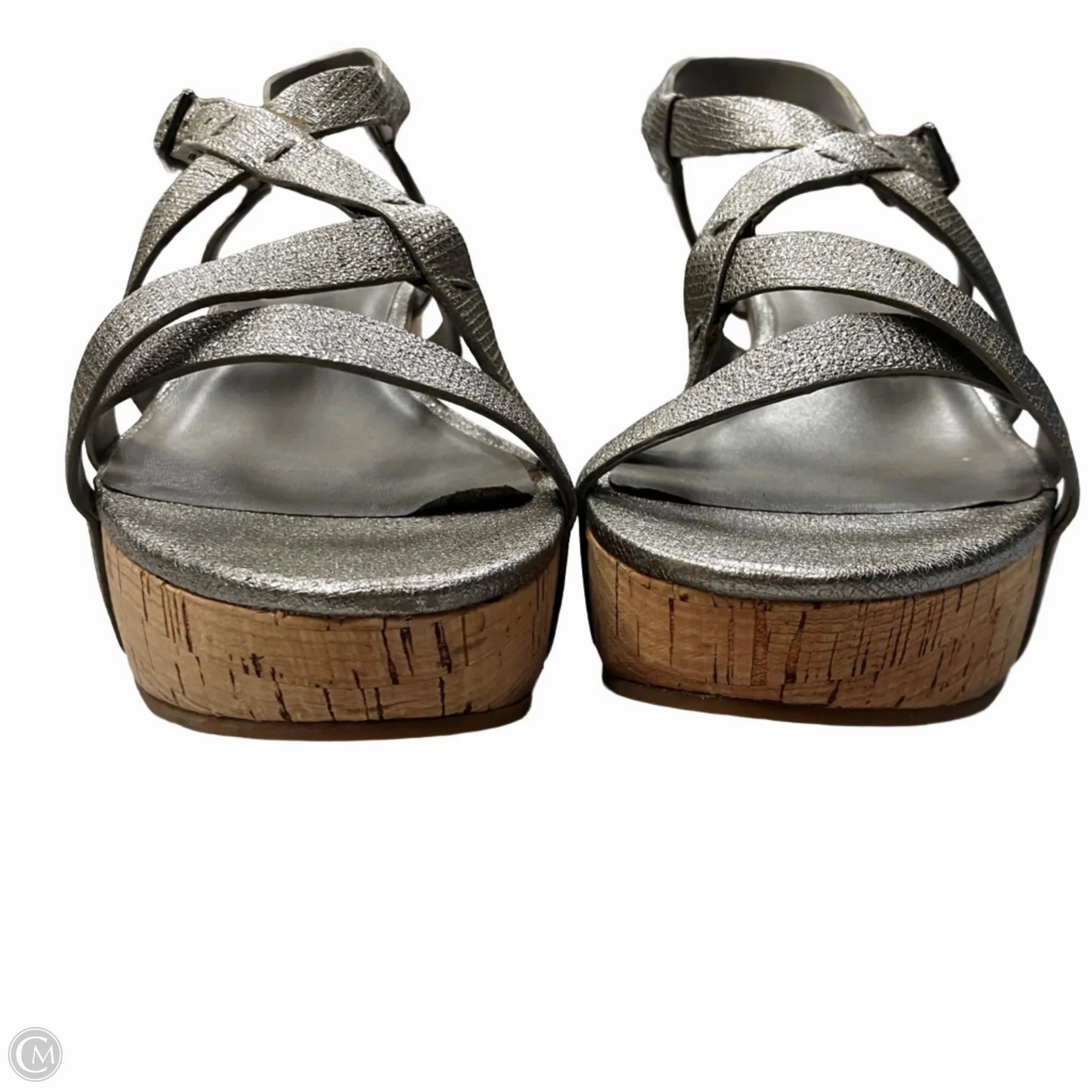 Sandals Heels Wedge By Eileen Fisher In Silver, Size: 7