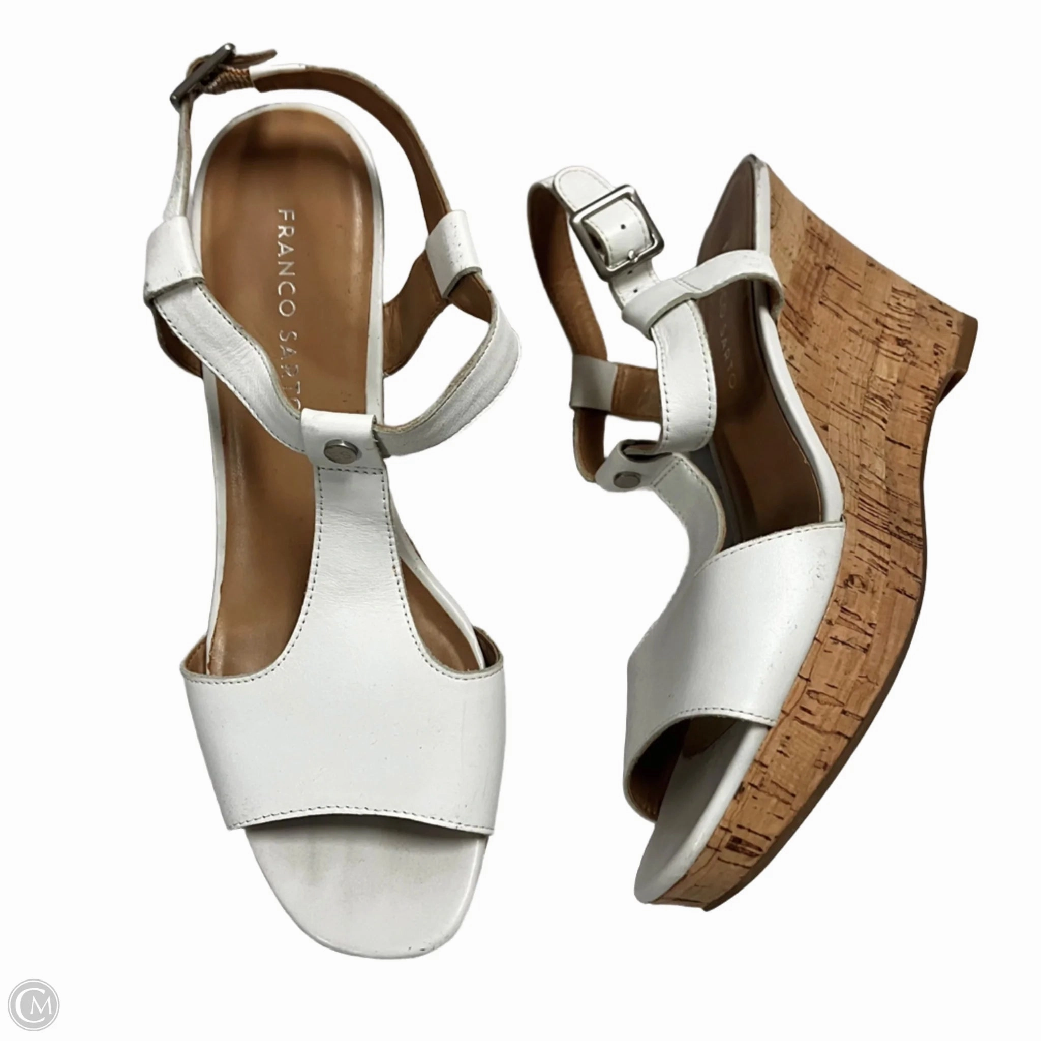 Sandals Heels Wedge By Franco Sarto In White, Size: 8.5