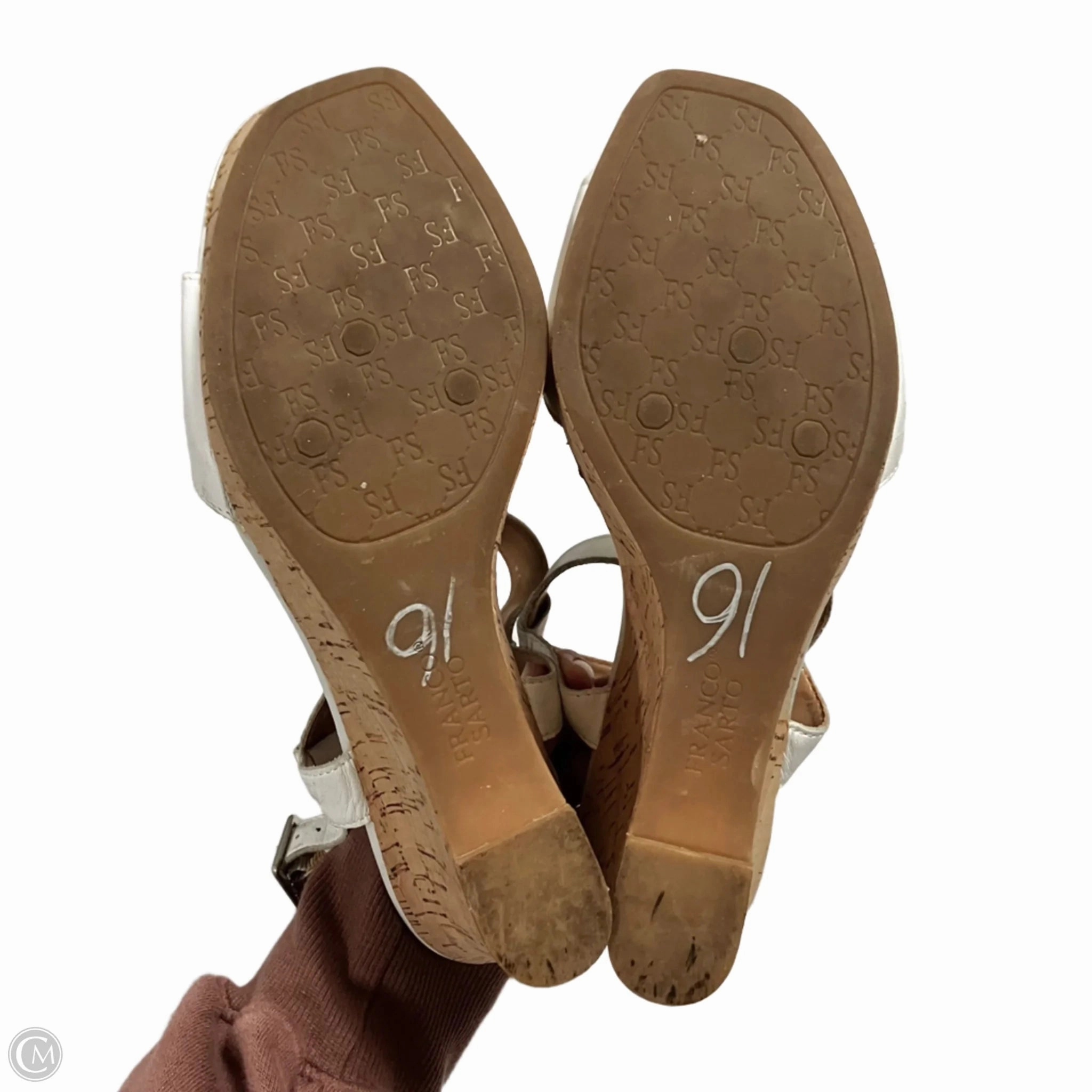 Sandals Heels Wedge By Franco Sarto In White, Size: 8.5