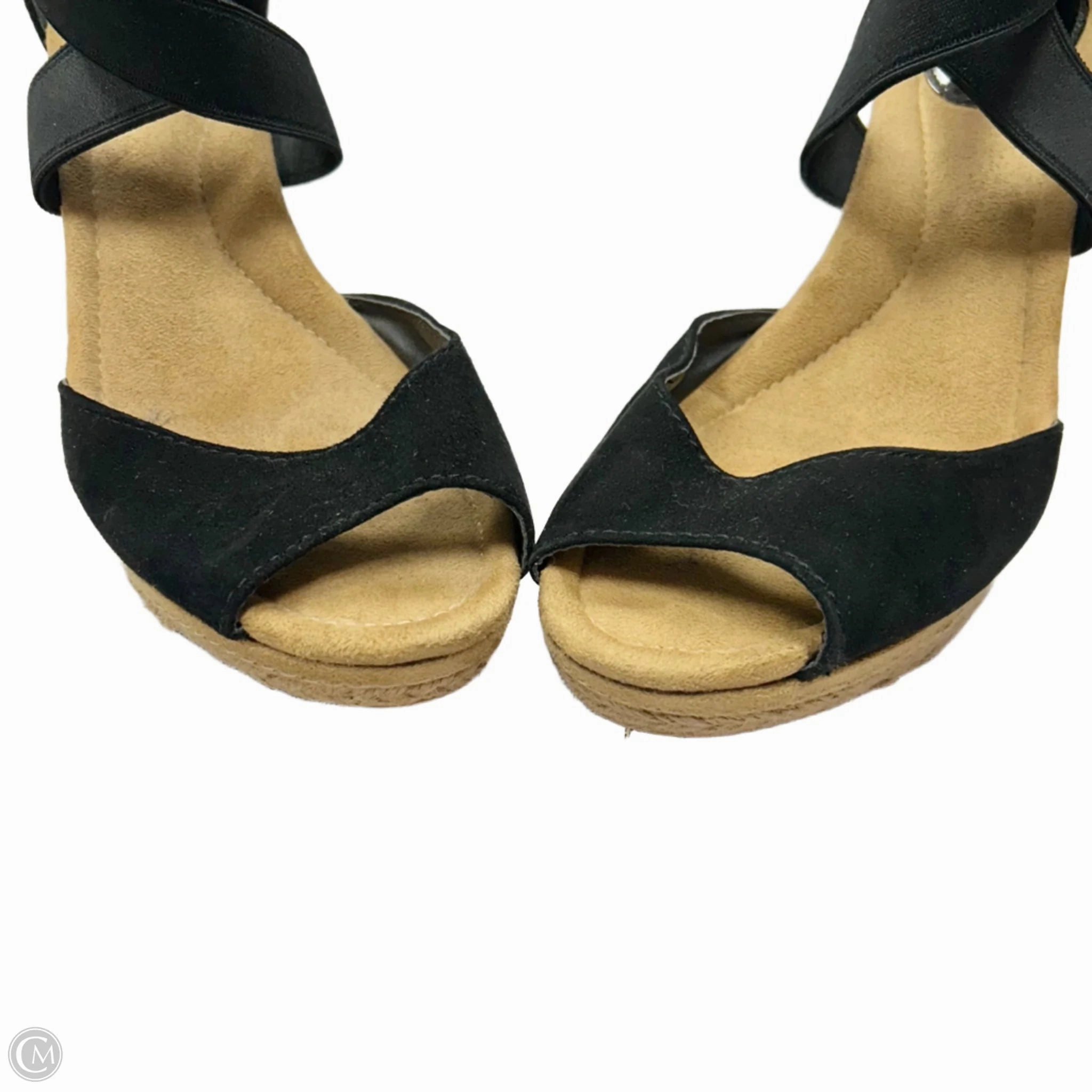Sandals Heels Wedge By Giani Bernini In Black & Tan, Size: 9