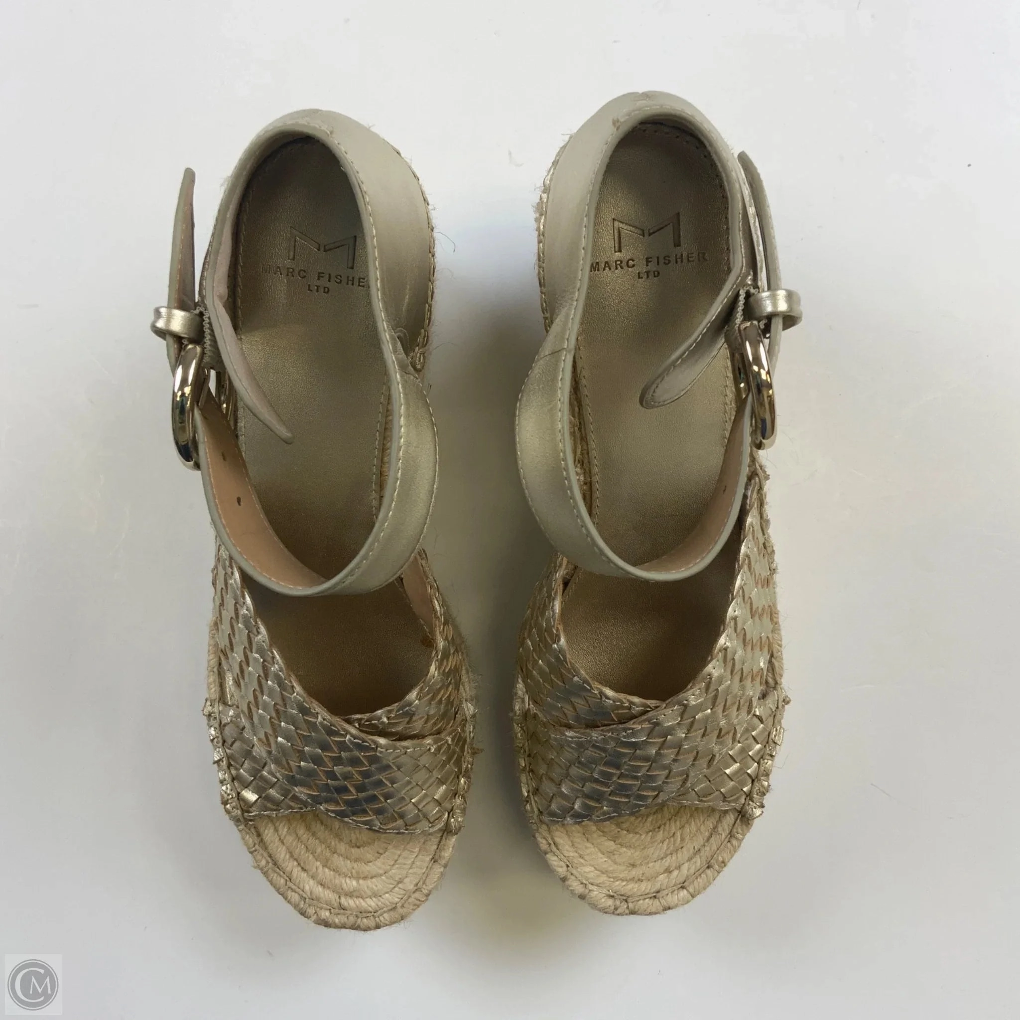 Sandals Heels Wedge By Marc Fisher In Gold, Size: 9.5