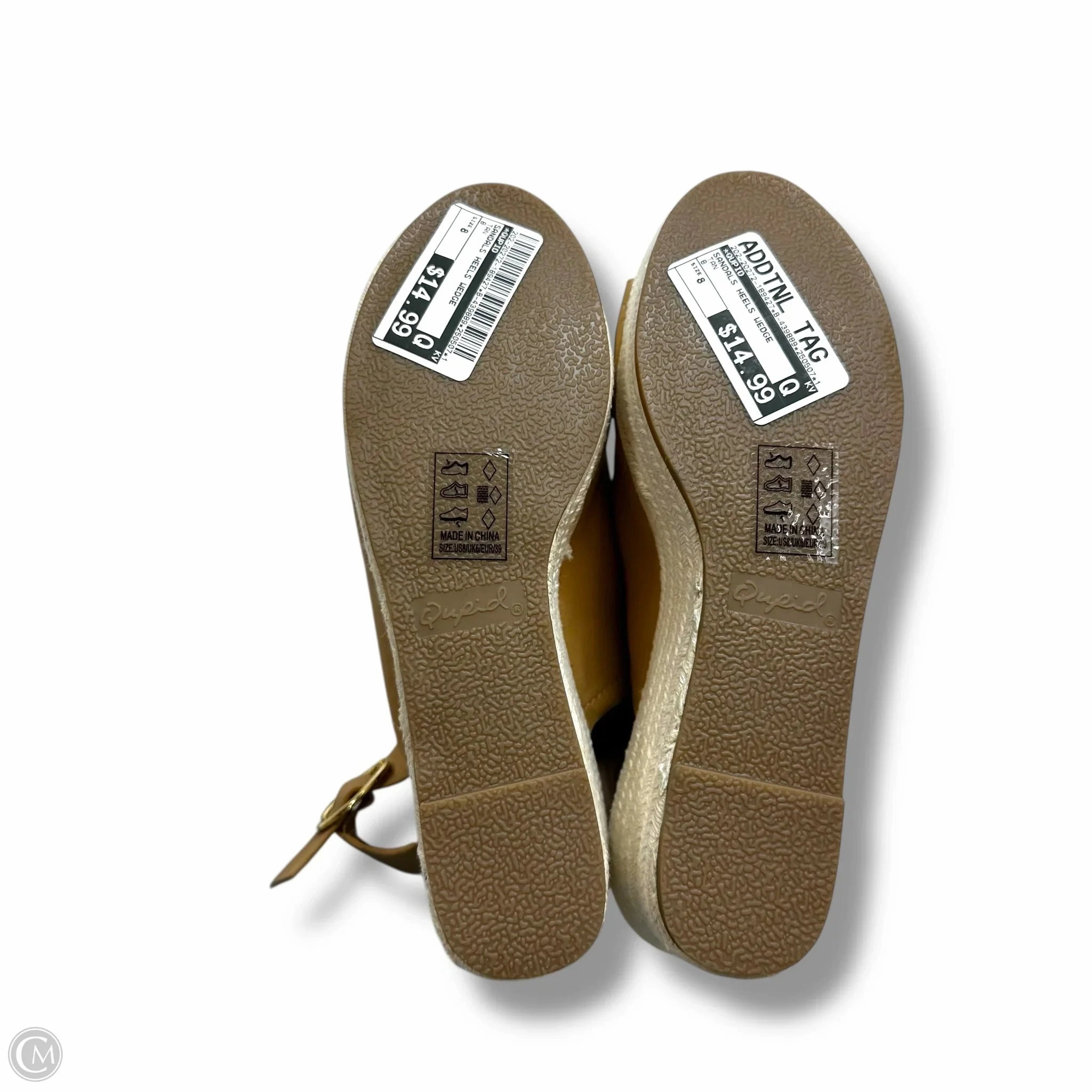 Sandals Heels Wedge By Qupid In Tan, Size: 8