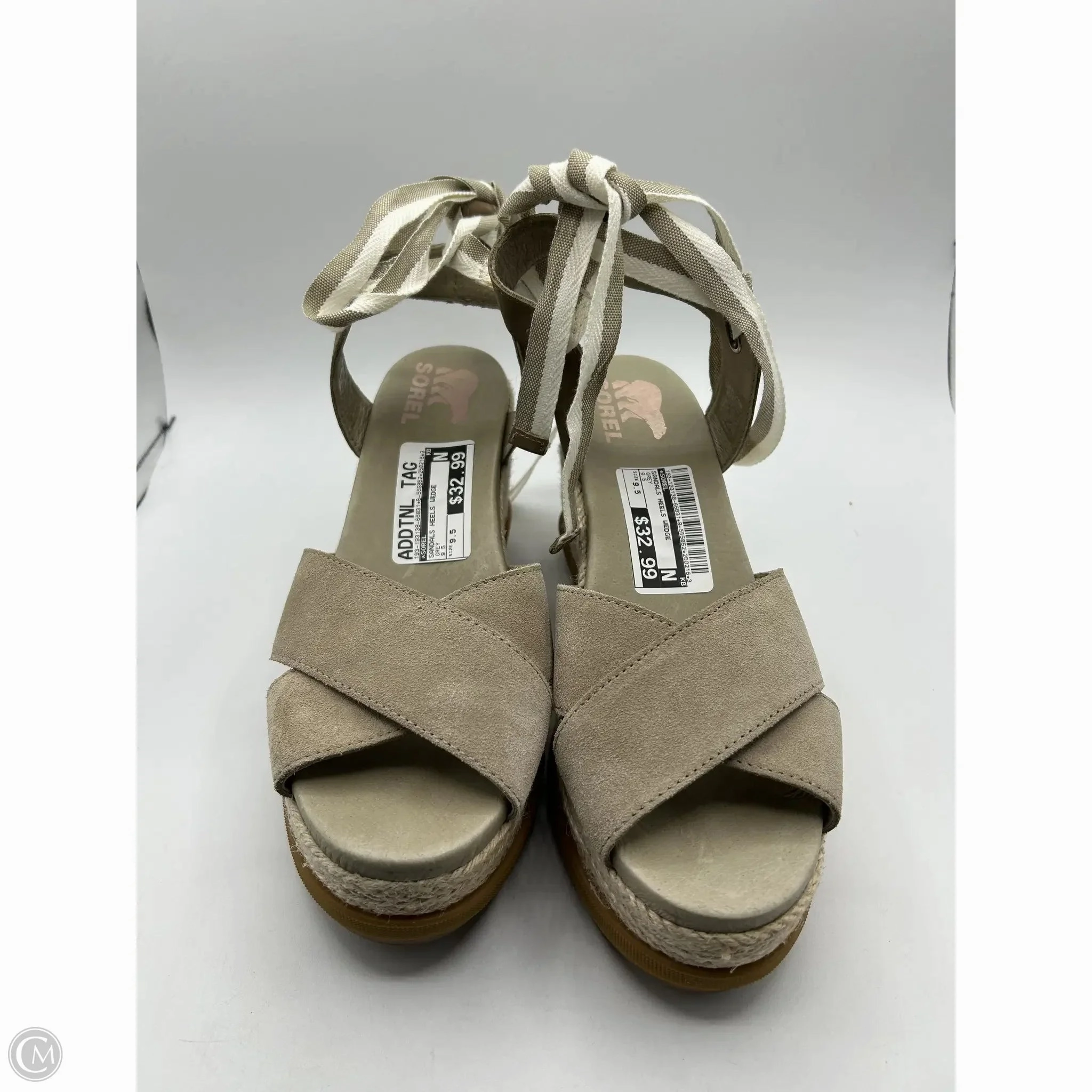 Sandals Heels Wedge By Sorel In Grey, Size: 9.5