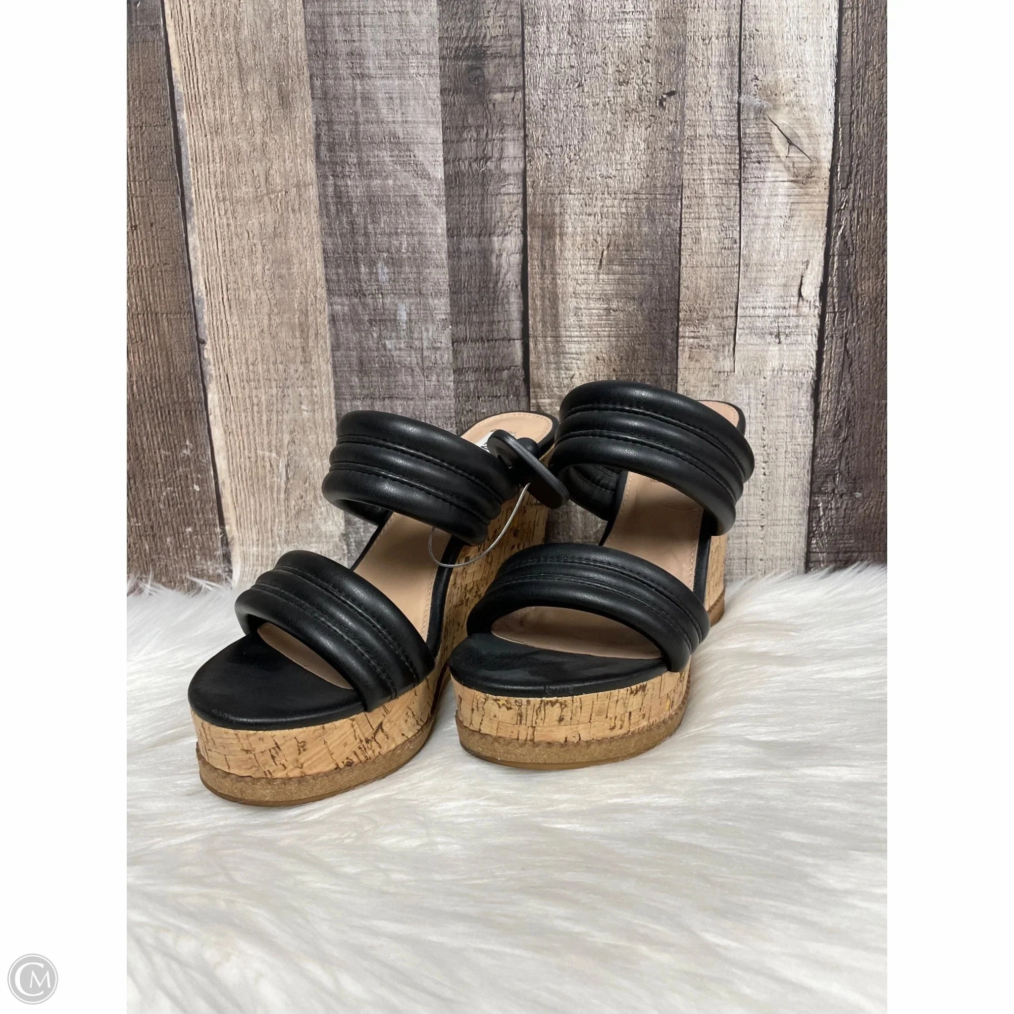 Sandals Heels Wedge By Steve Madden In Black, Size: 8