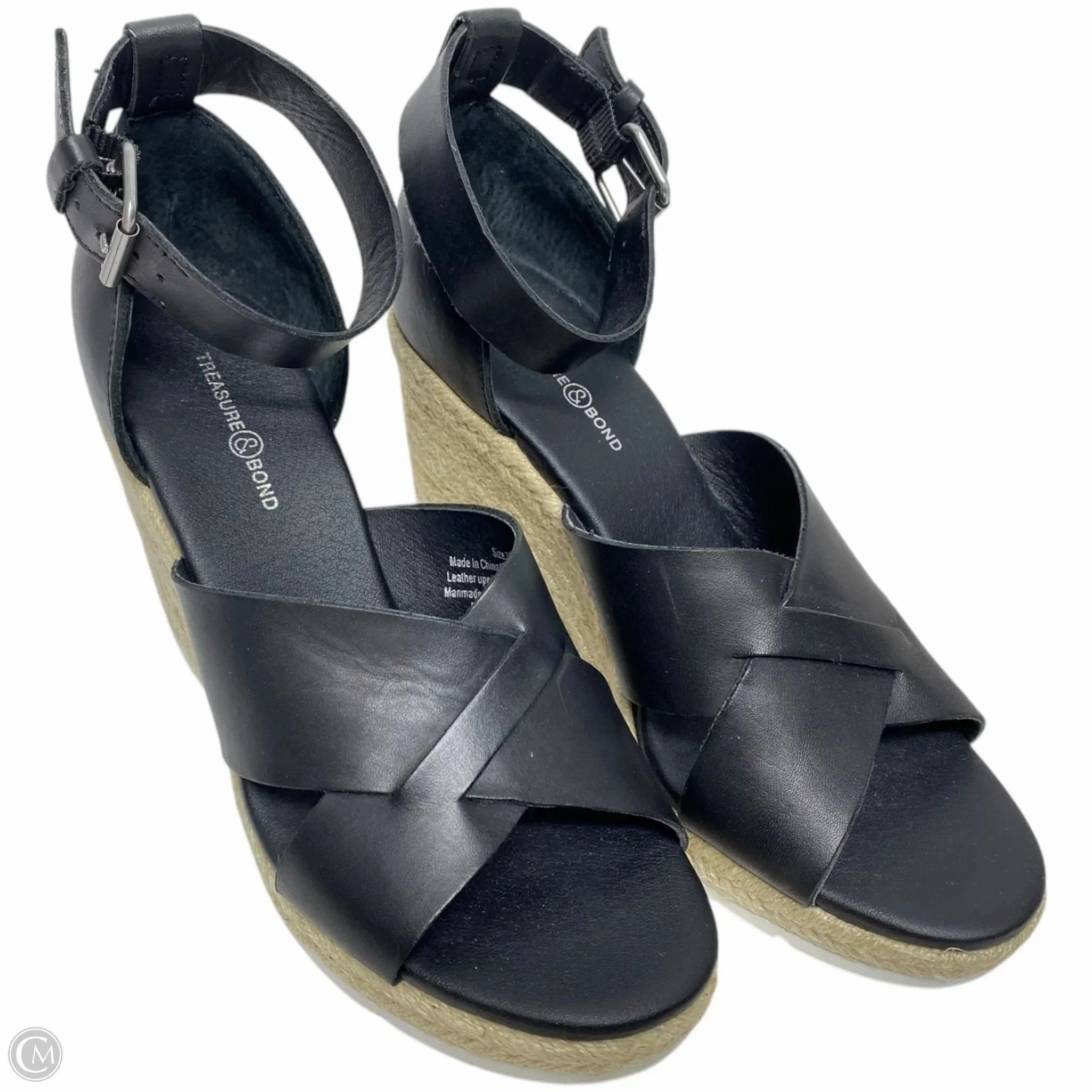 Sandals Heels Wedge By Treasure And Bond In Black, Size: 7