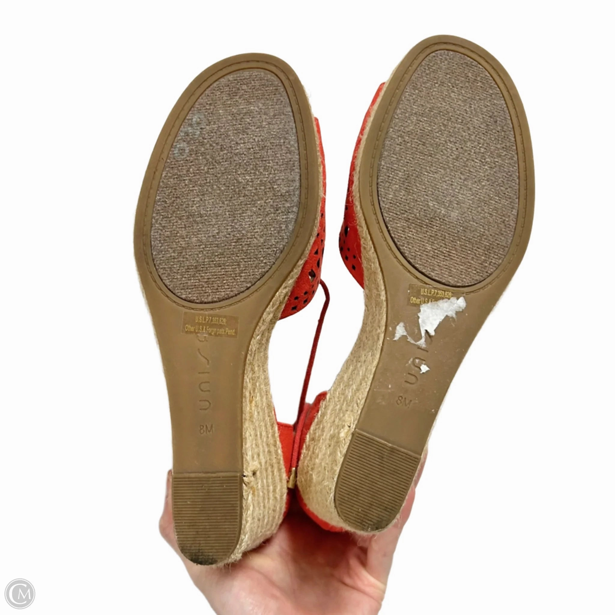 Sandals Heels Wedge By Unisa In Red, Size: 8