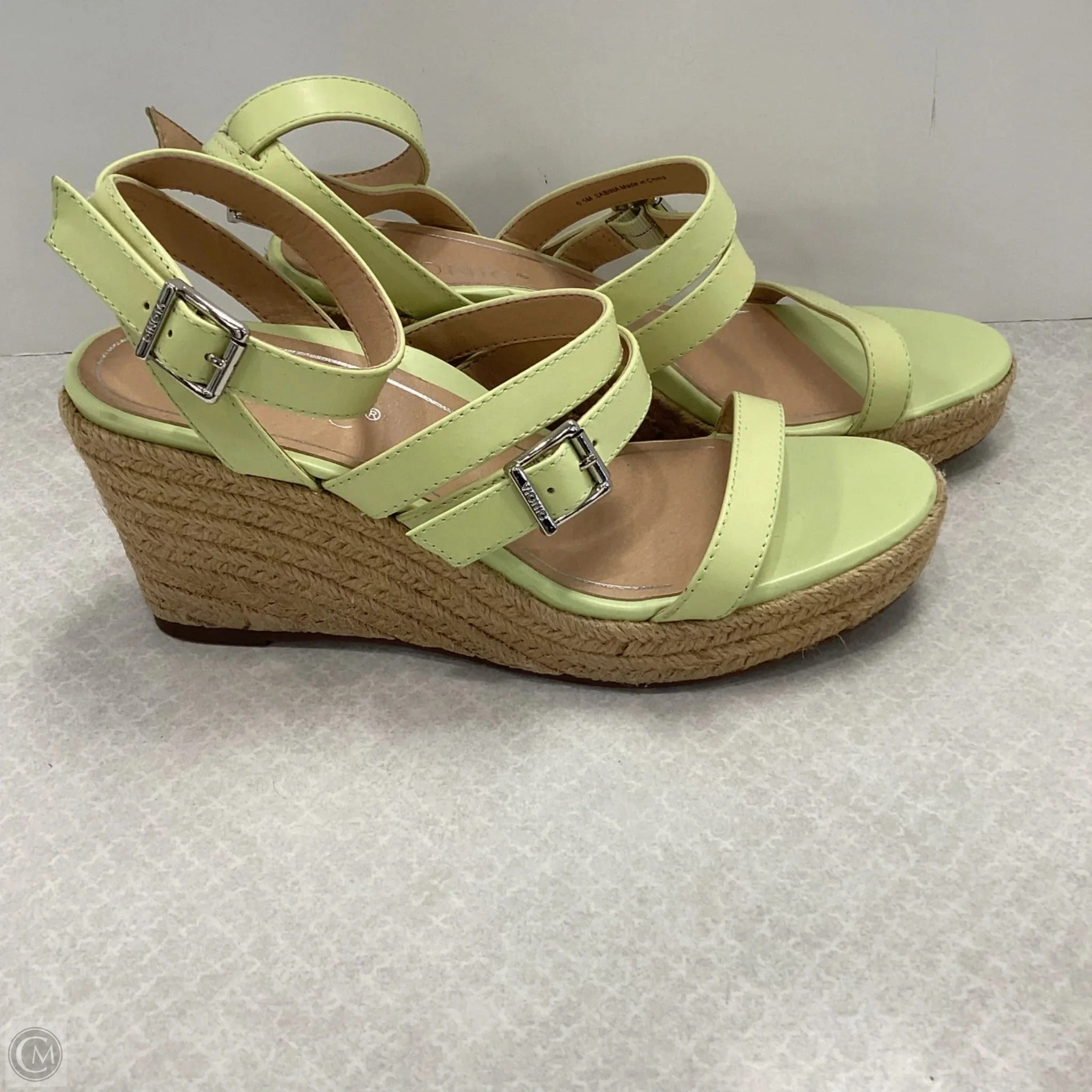 Sandals Heels Wedge By Vionic In Green, Size: 6.5