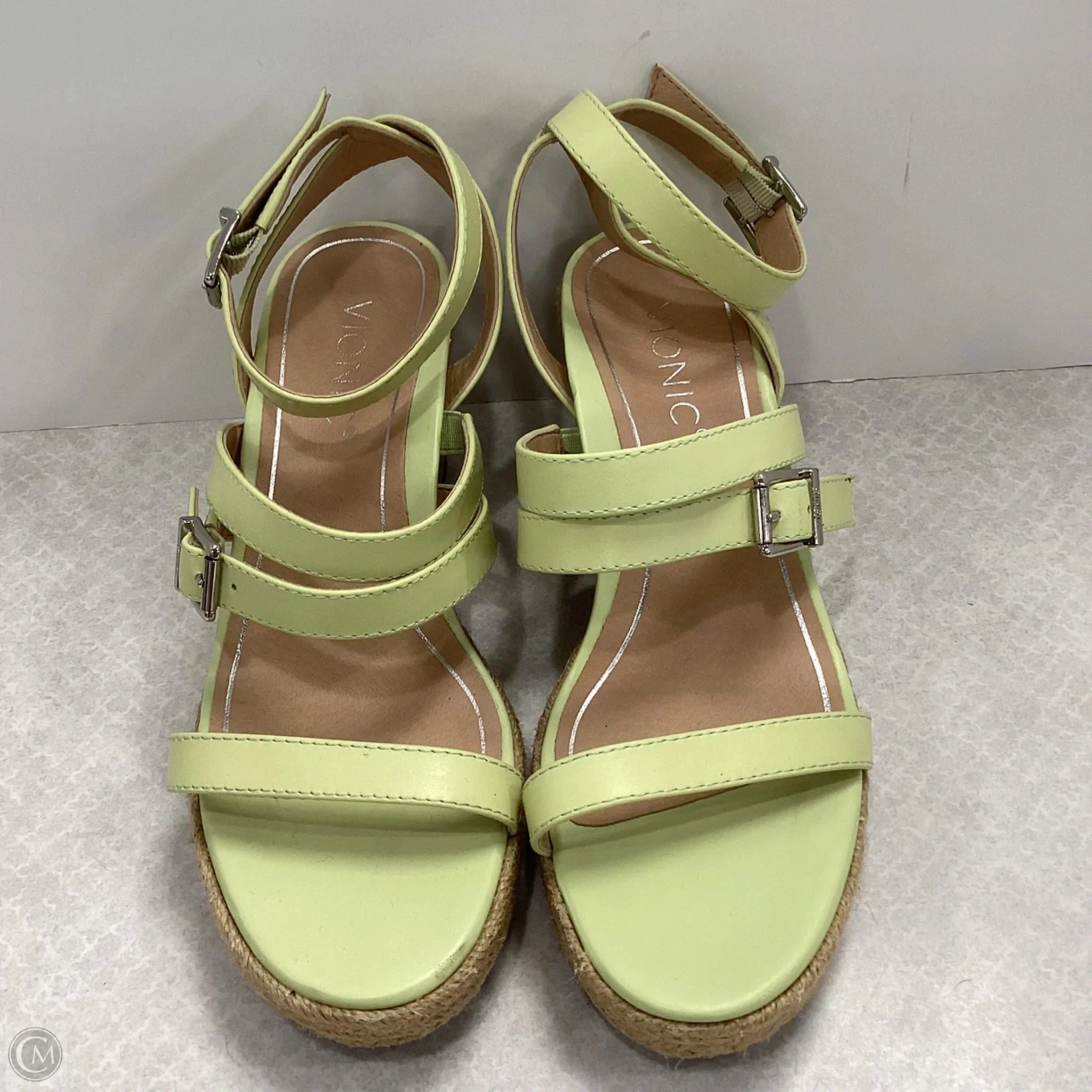 Sandals Heels Wedge By Vionic In Green, Size: 6.5