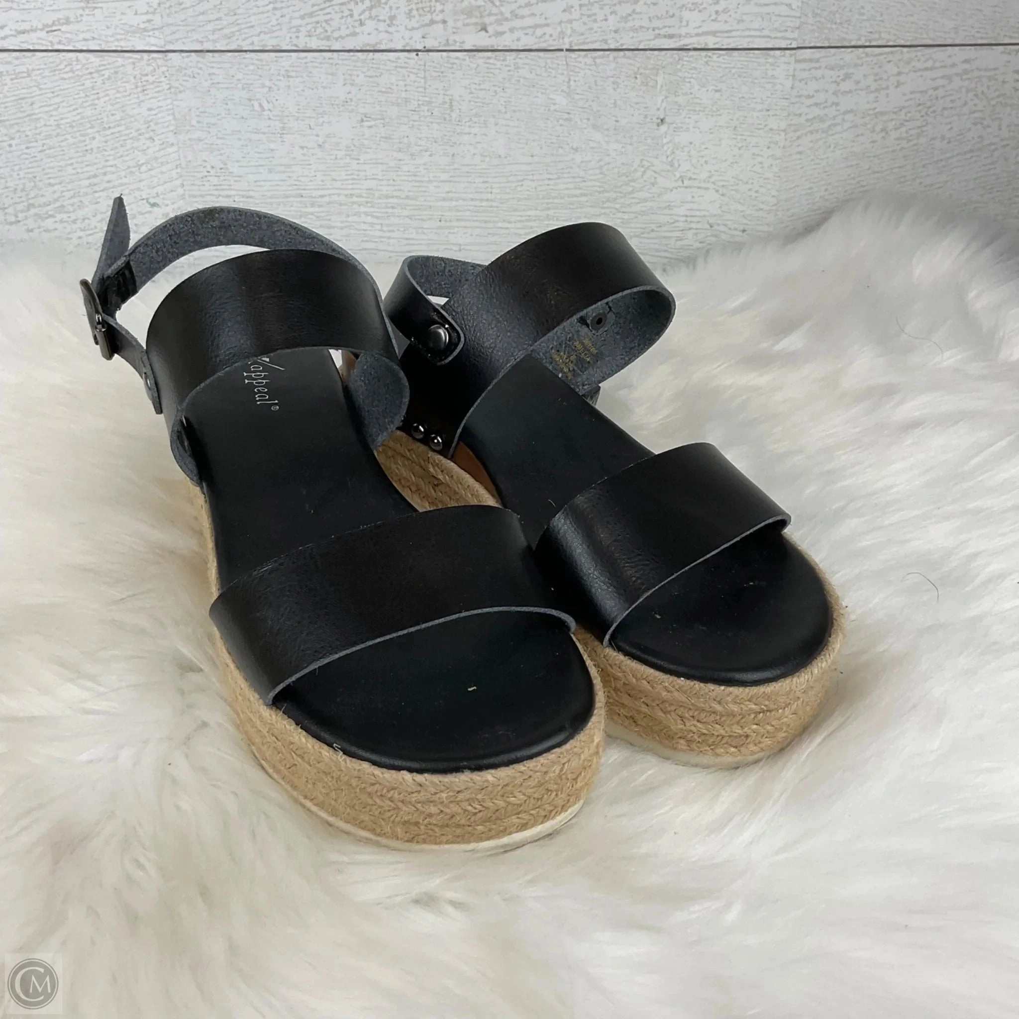 Sandals Heels Wedge By Xappeal In Black, Size: 8