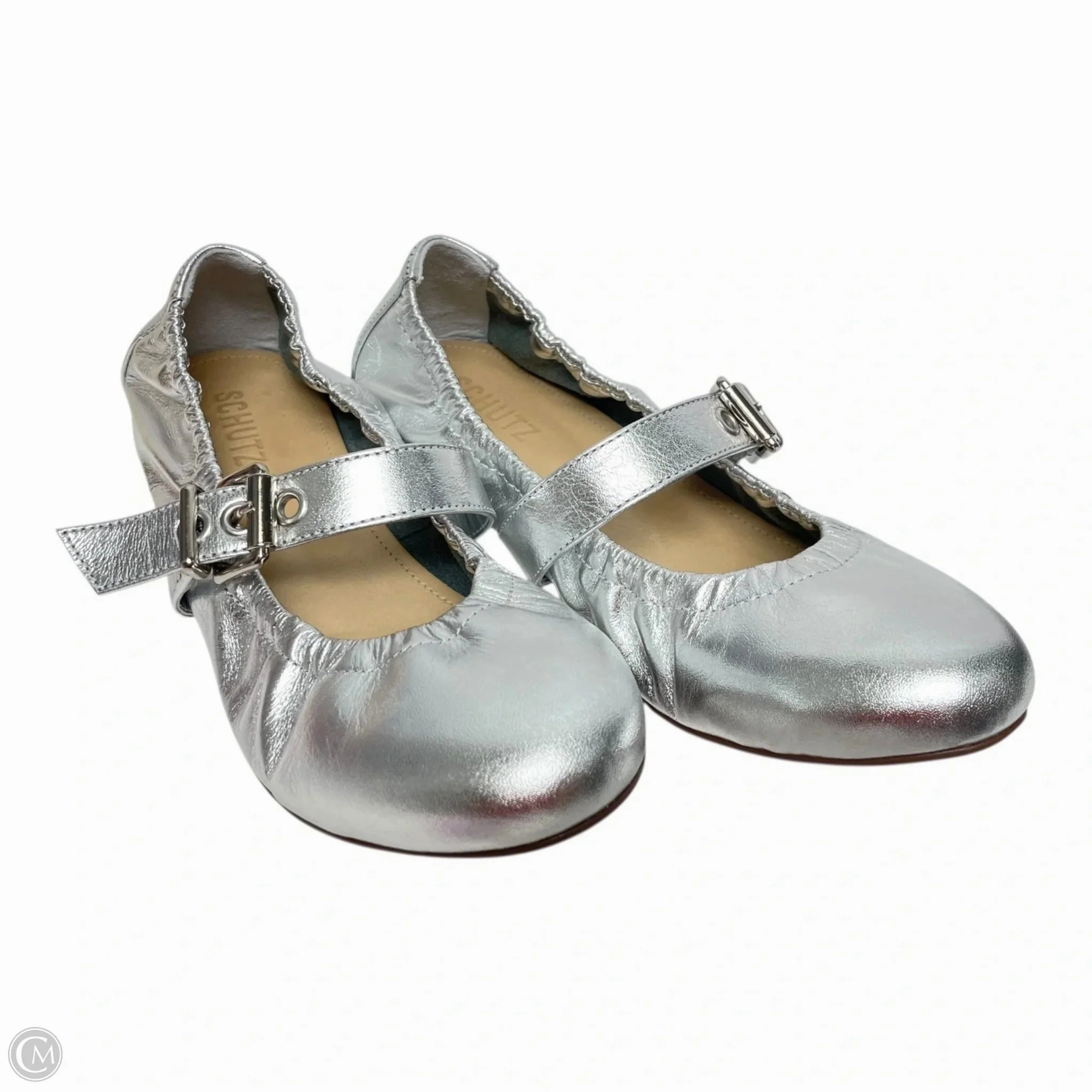 Shoes Flats By Schutz In Silver, Size: 8