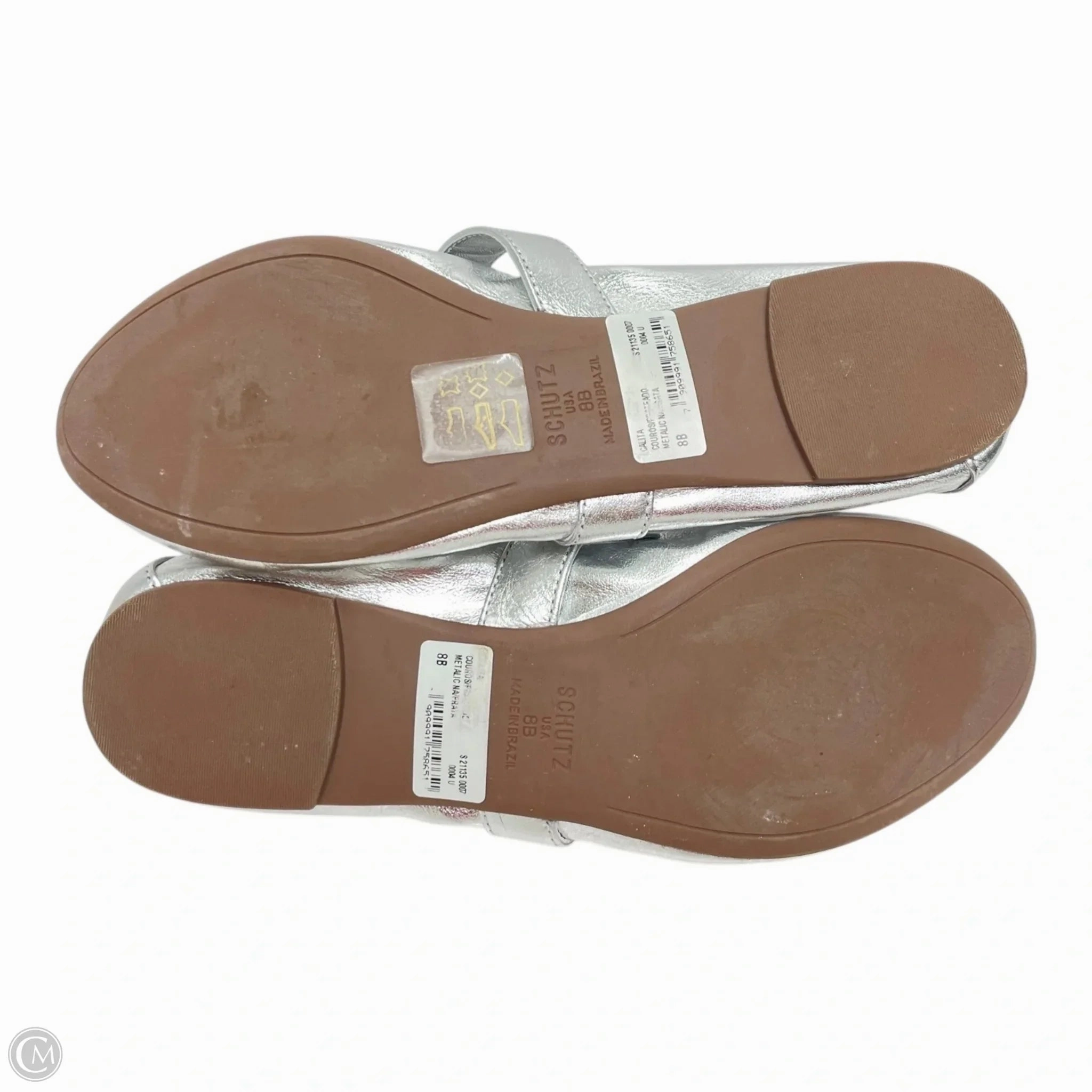 Shoes Flats By Schutz In Silver, Size: 8