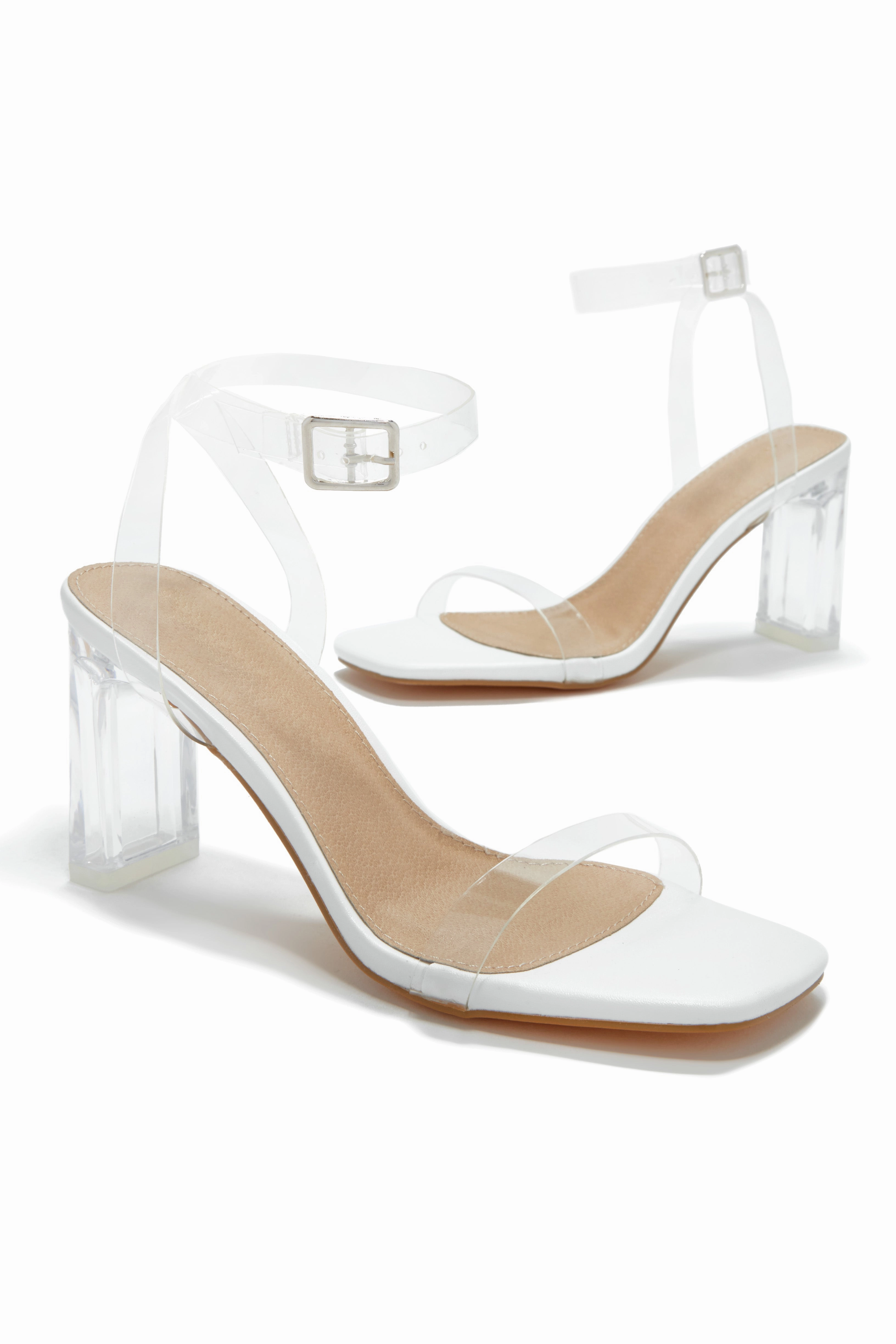 Simply Yours Clear Ankle Strap Heels - White