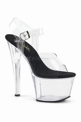 SKY-308 Platform Sandal  | Black Vinyl