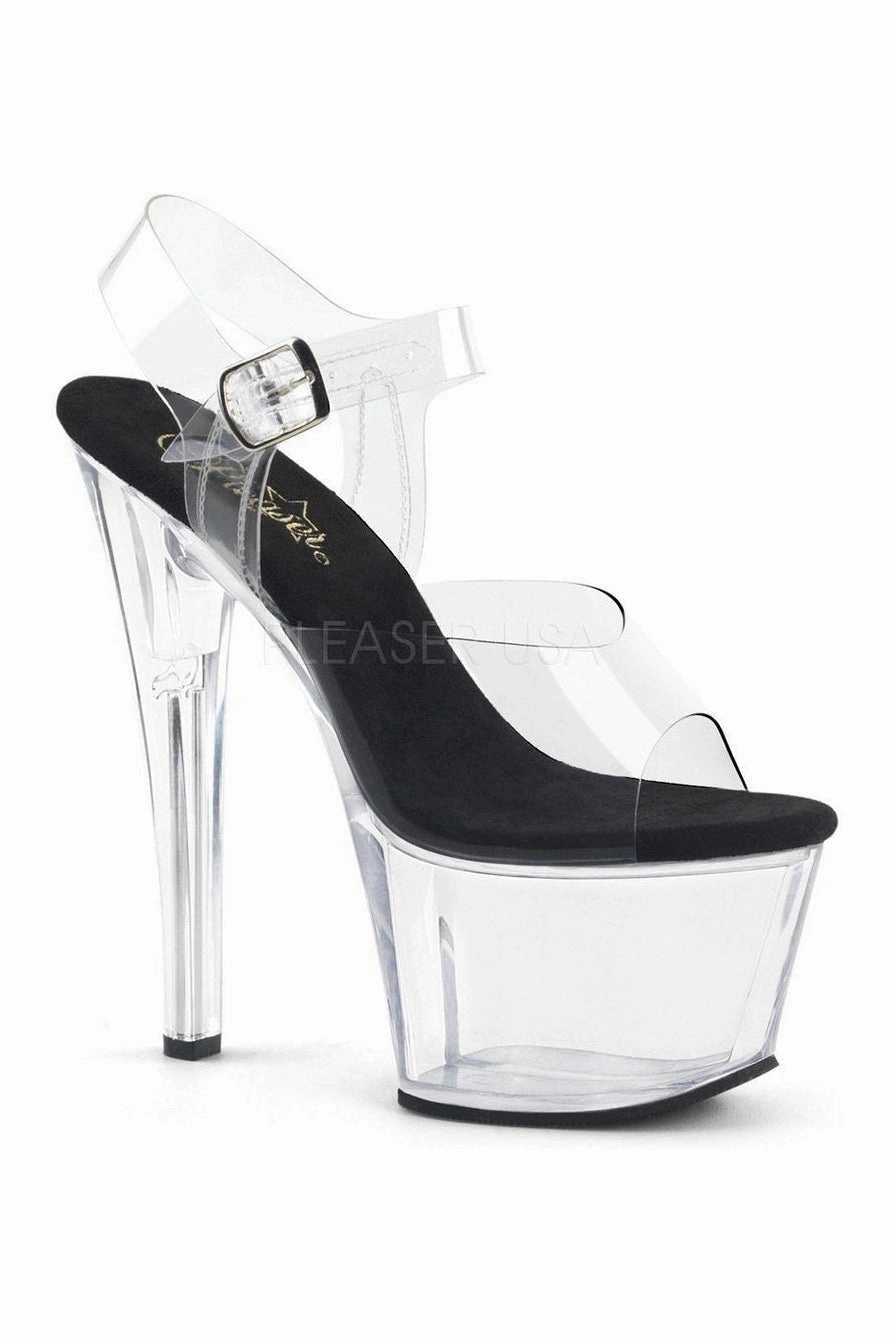 SKY-308 Platform Sandal  | Black Vinyl