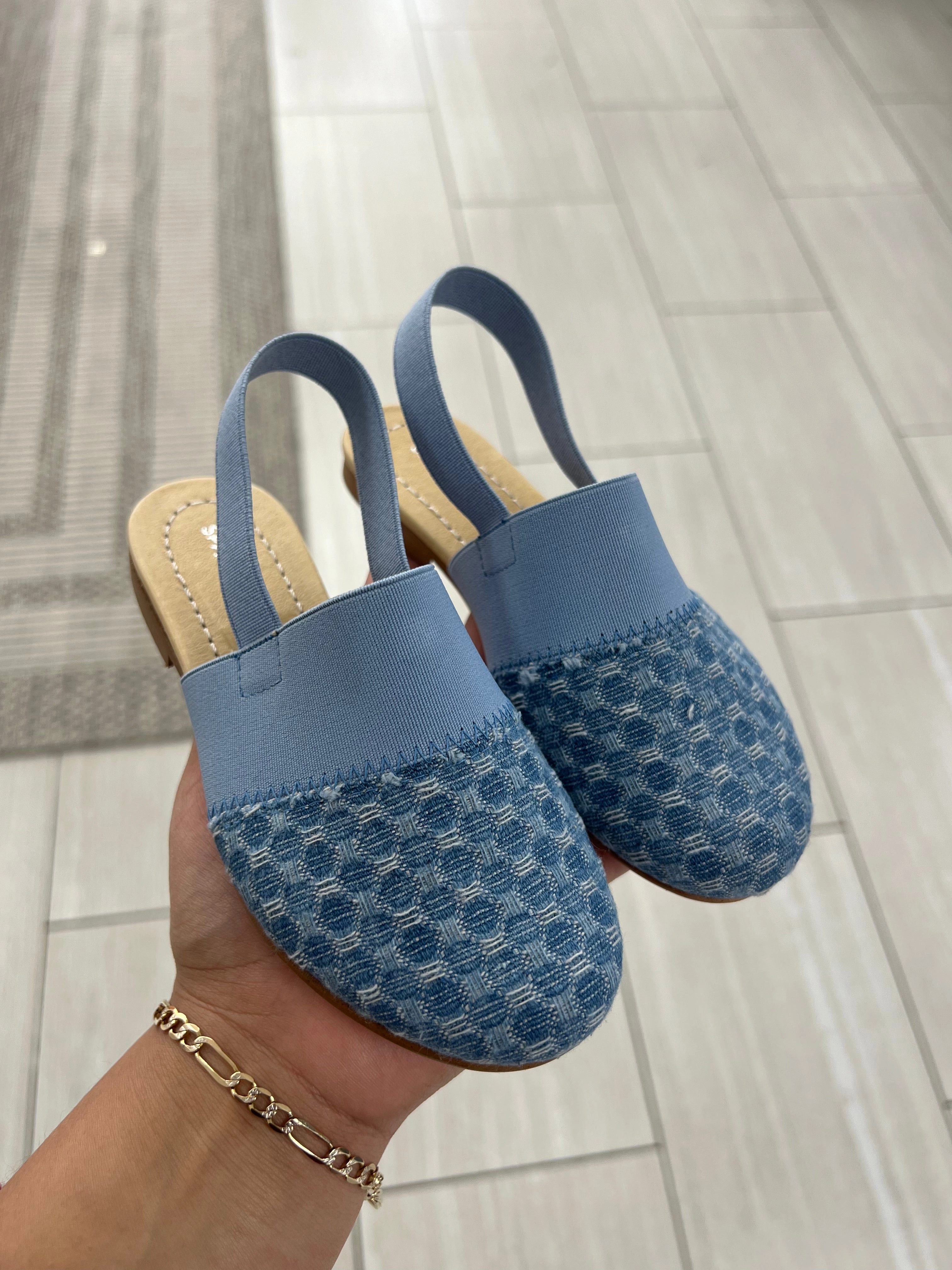 Spain Co Jean Quilted Elastic Mule