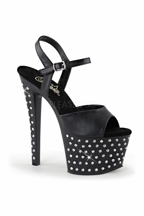 STARDUST-709 Platform Sandal  | Black Faux Leather