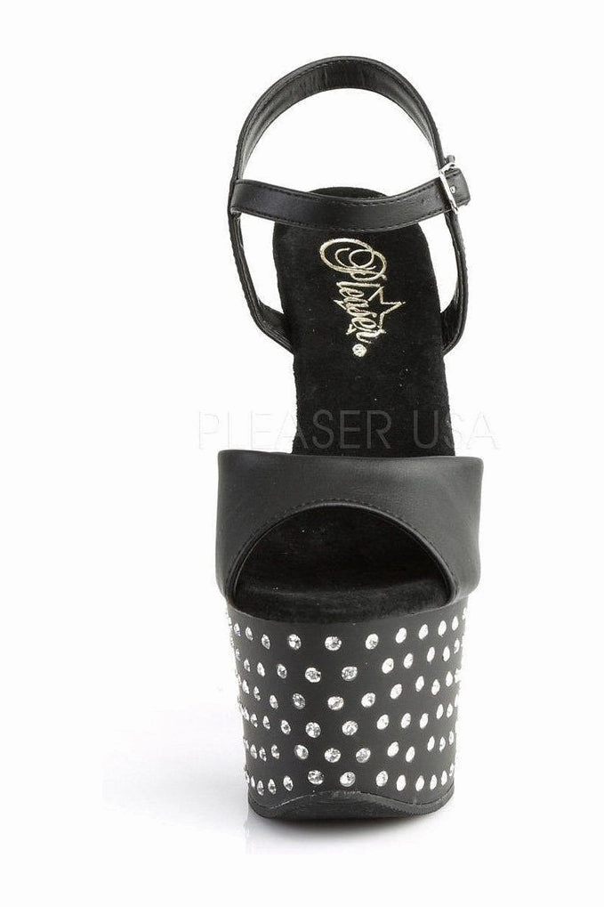 STARDUST-709 Platform Sandal  | Black Faux Leather