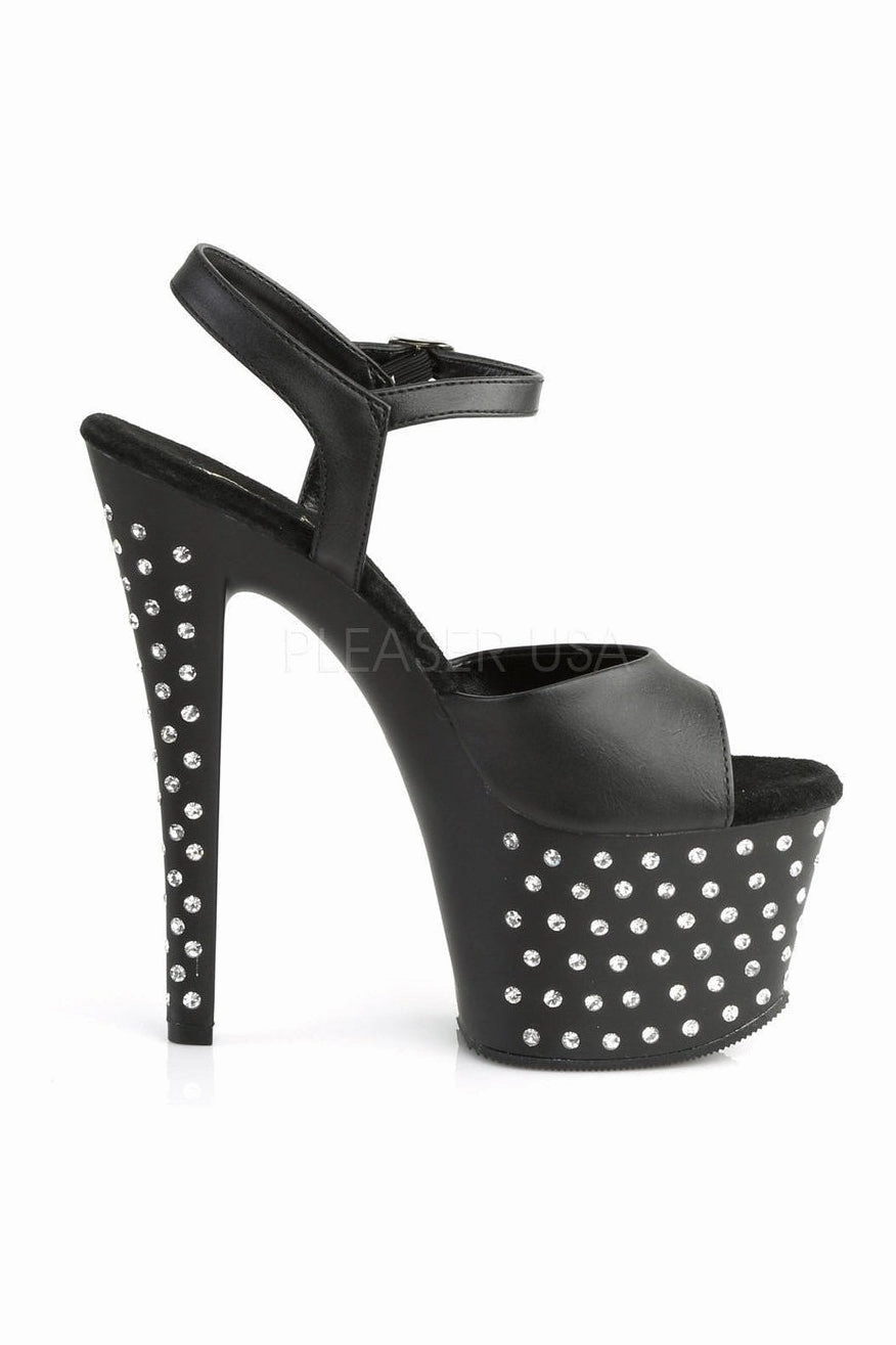 STARDUST-709 Platform Sandal  | Black Faux Leather