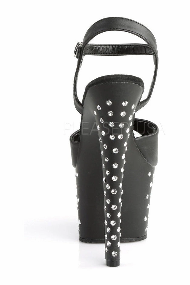 STARDUST-709 Platform Sandal  | Black Faux Leather