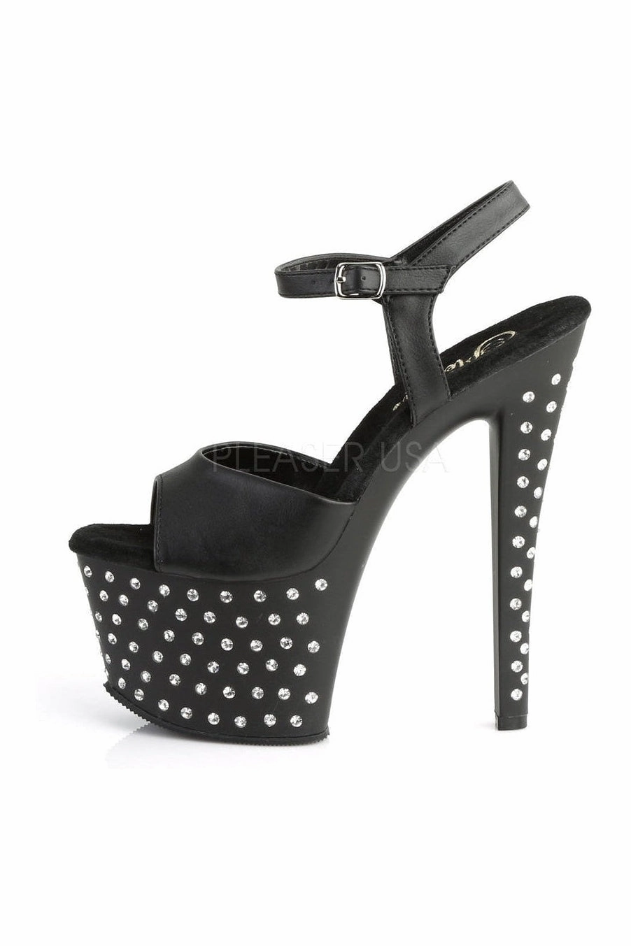 STARDUST-709 Platform Sandal  | Black Faux Leather
