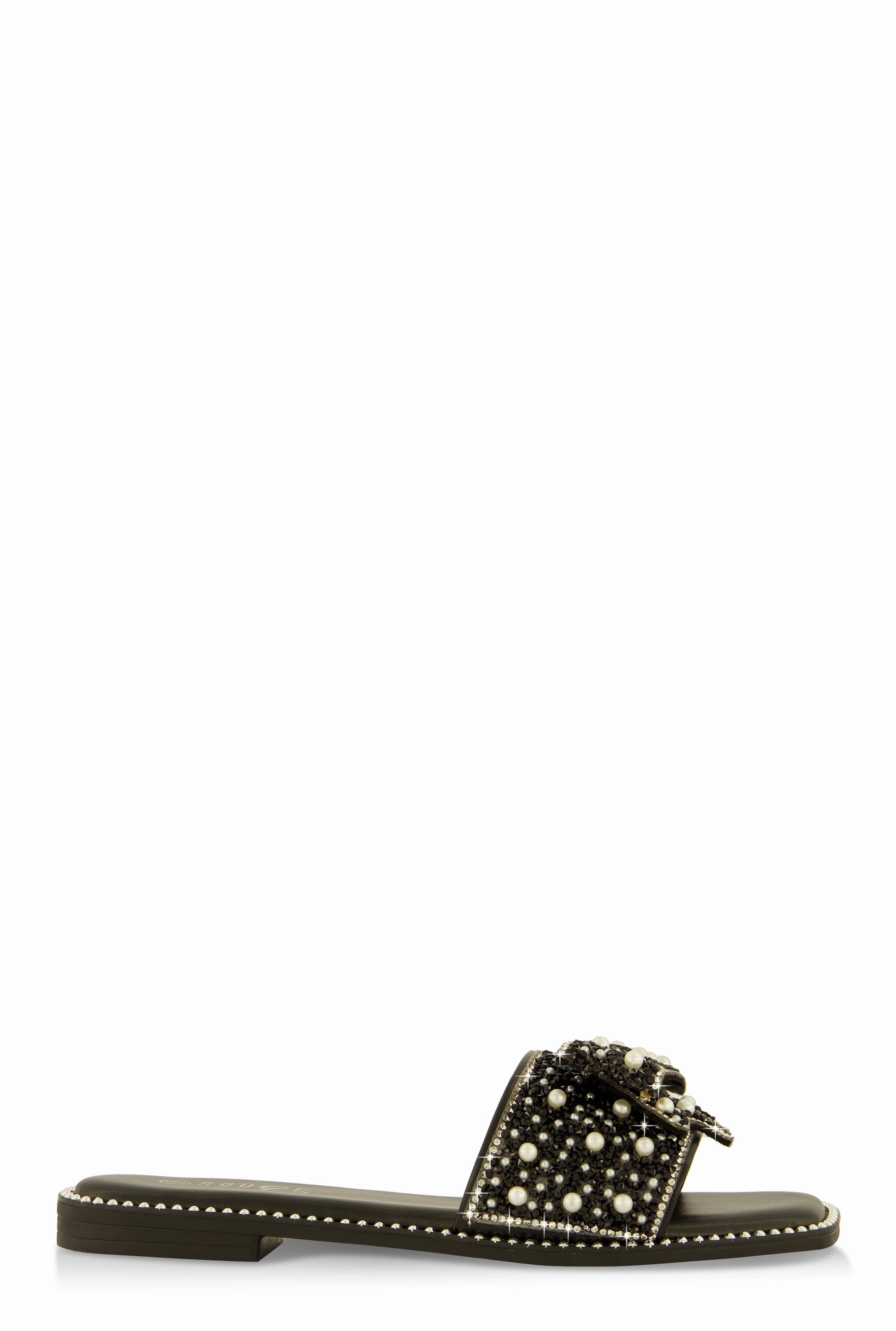Studded Bow Band Slide Sandals